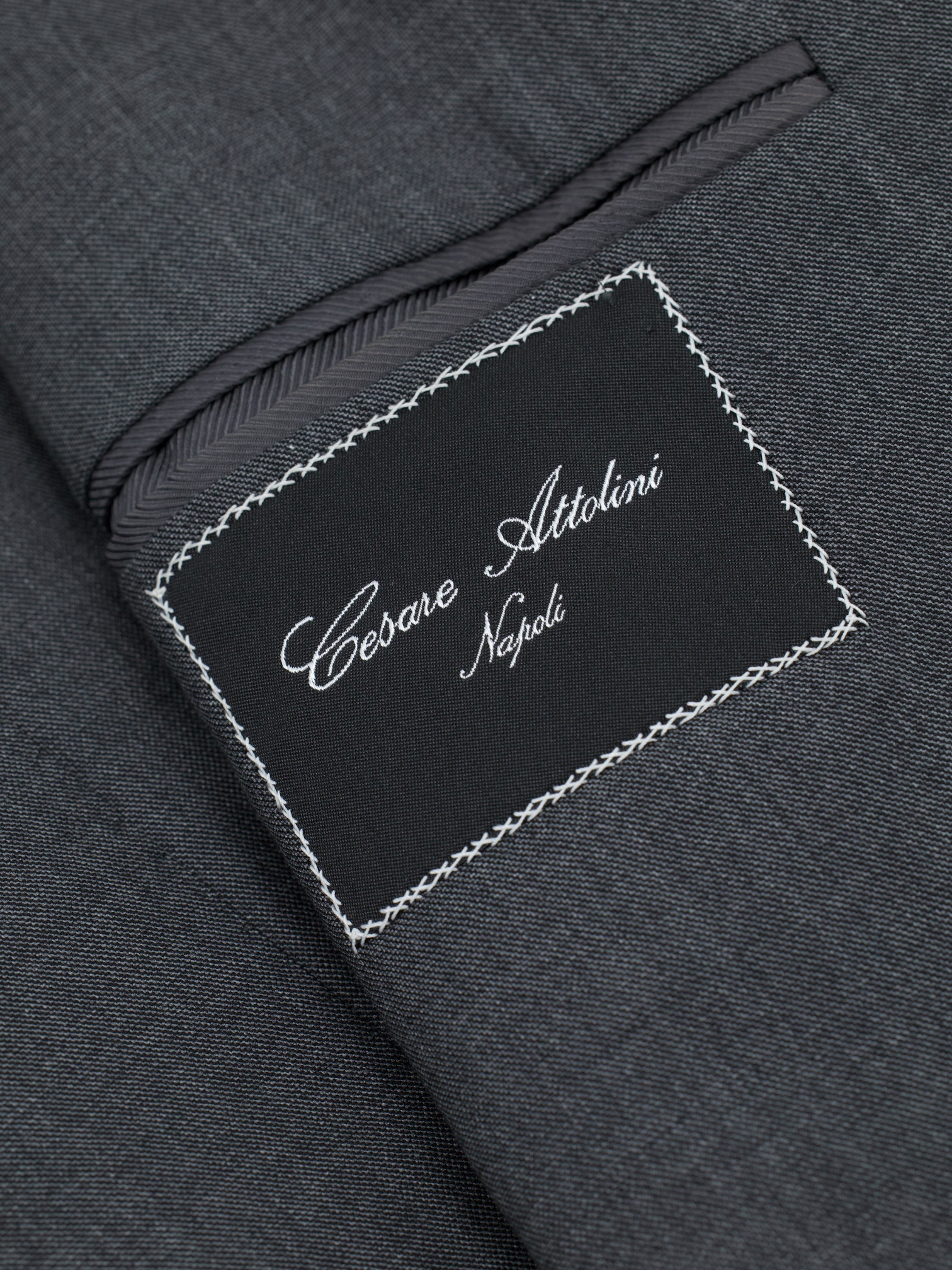 Cesare Attolini Grey Super 190's Sharkskin Pattern Jacket