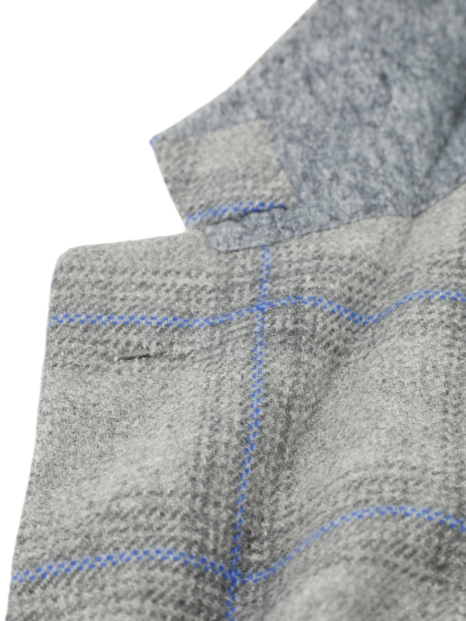 Kiton Grey & Light Blue Pure Cashmere Windowpane Jacket