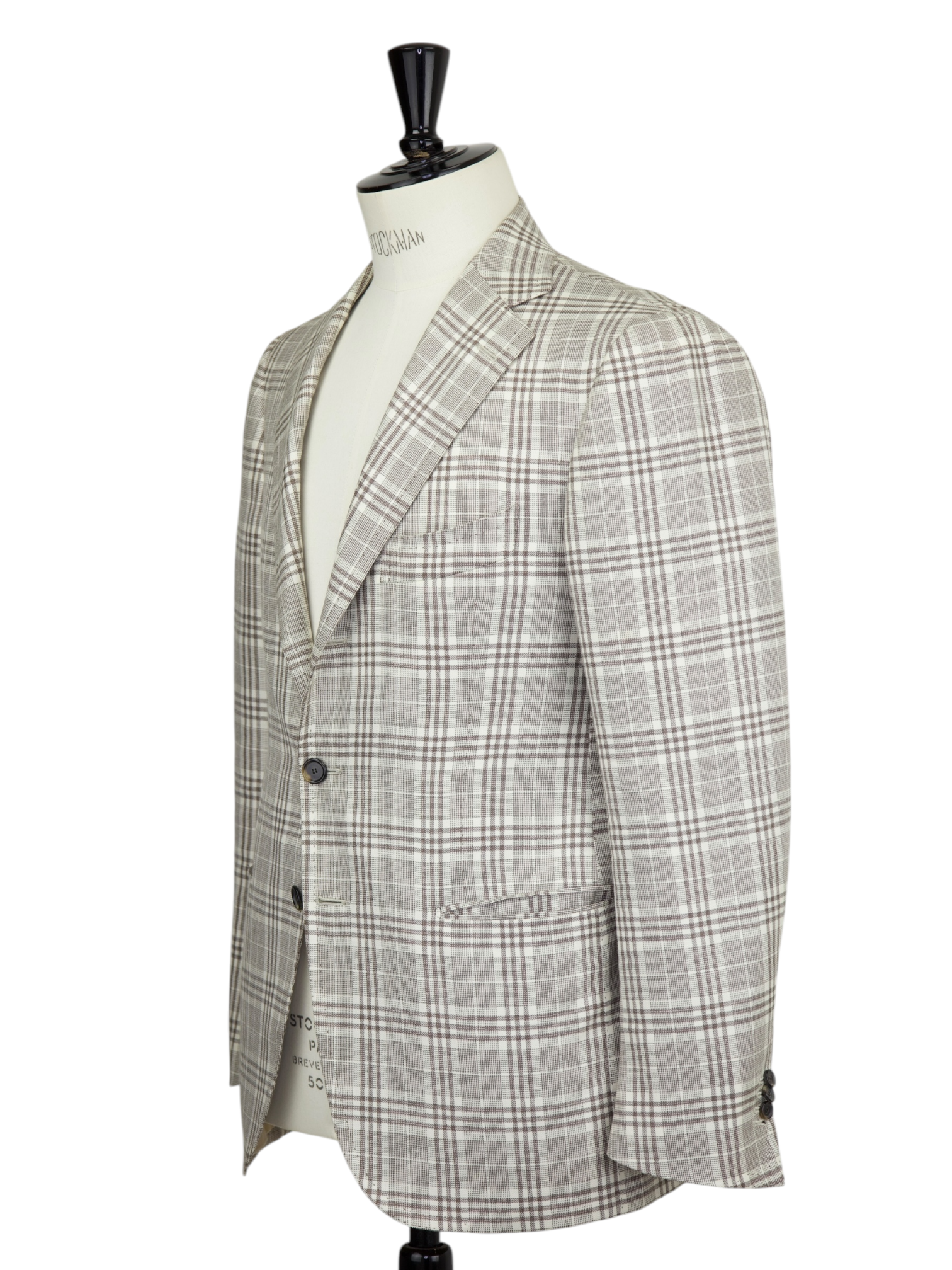 Cesare Attolini Taupe Lightweight-Wool Glenplaid Jacket