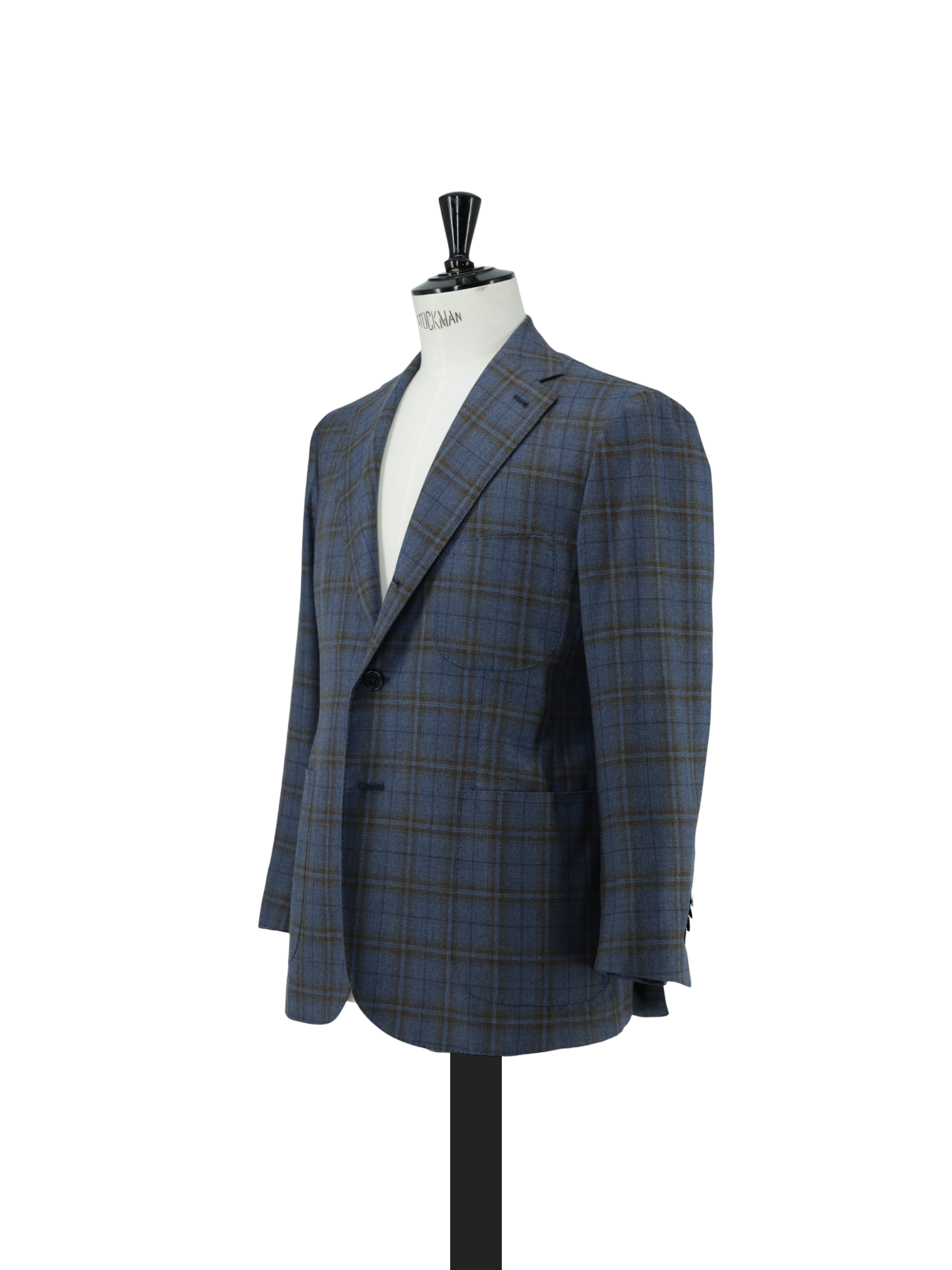 Cordone Steel Blue & Brown Pure-Wool Overcheck Jacket