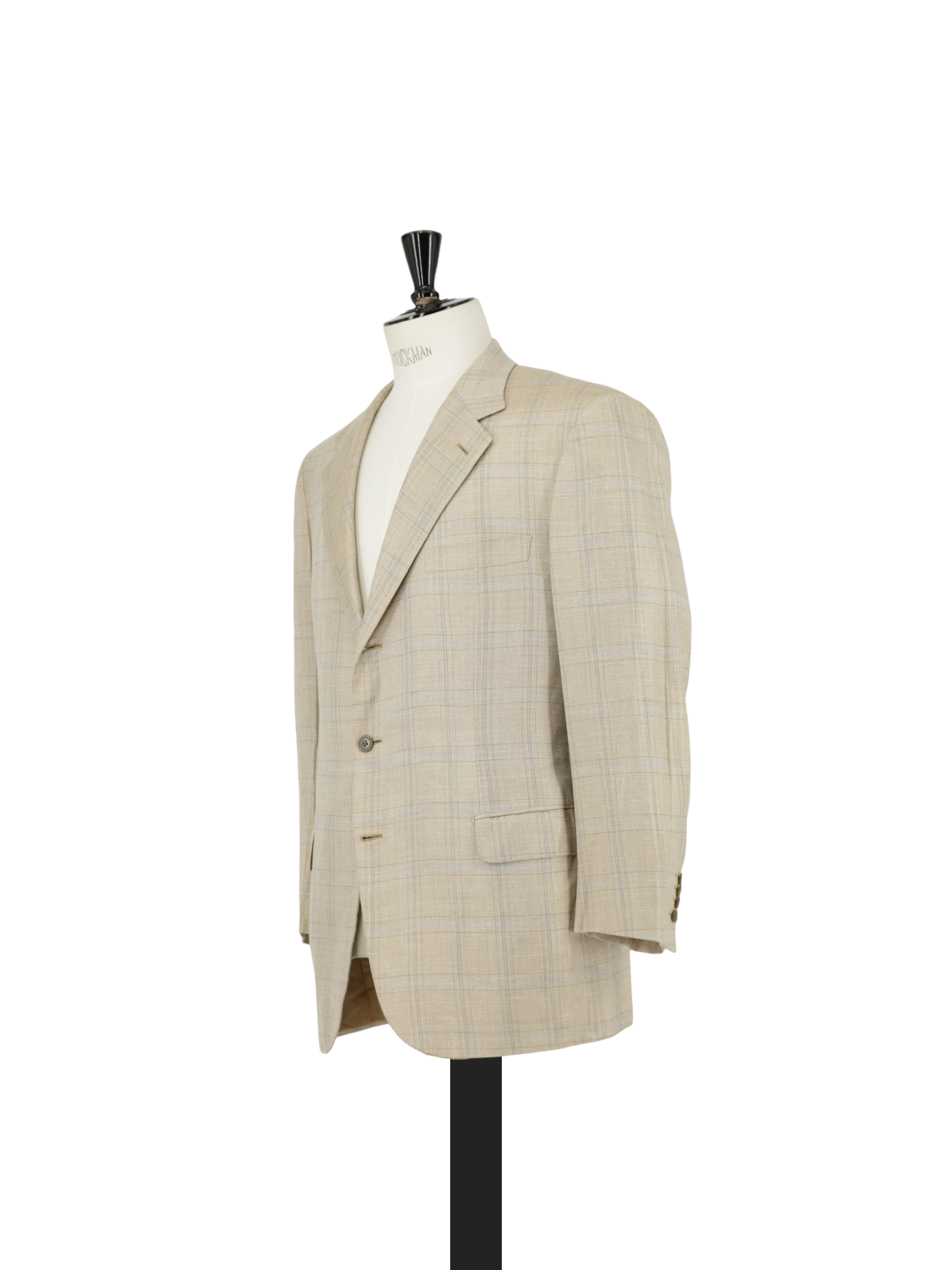 Brioni Beige Cashmere, Silk & Linen Windowpane Senato Jacket