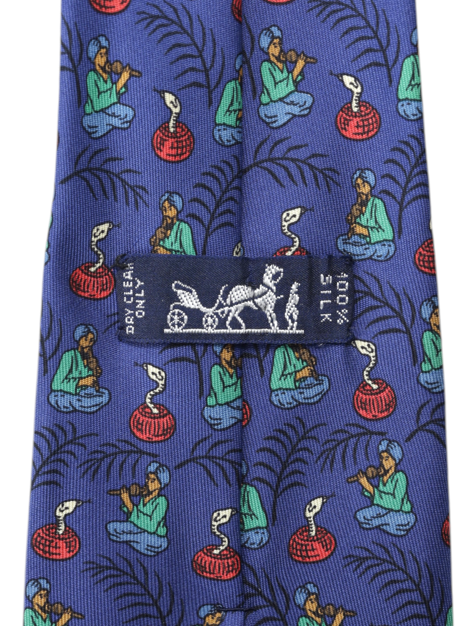 Hermès Blue & Red Silk Cobra-Whisperer Tie