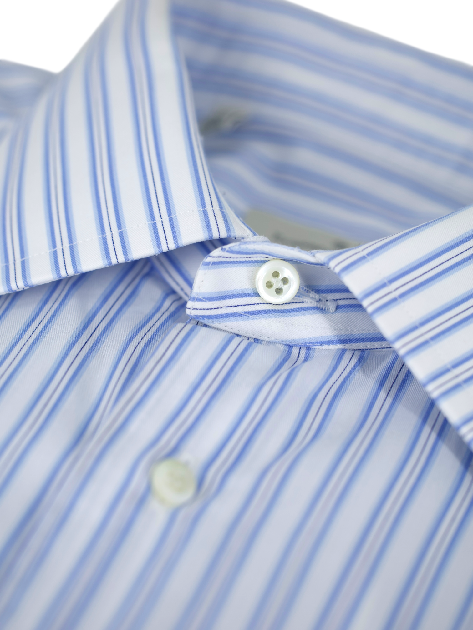 Ermenegildo Zegna Blue & White Cotton Striped Dress Shirt