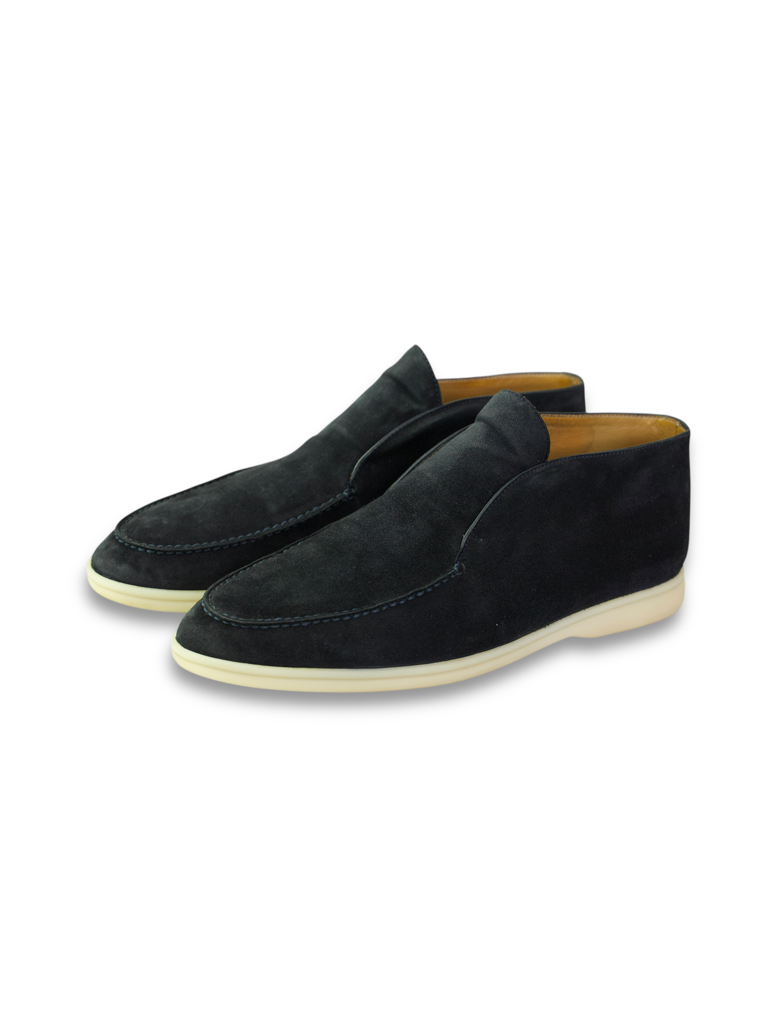 Loro Piana Navy Suede Open Walk Ankle Boots