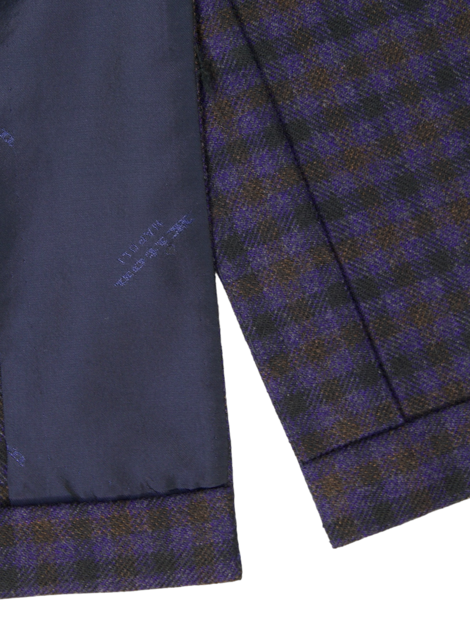 Kiton Dark Purple Woollen Gingham Winter Jacket