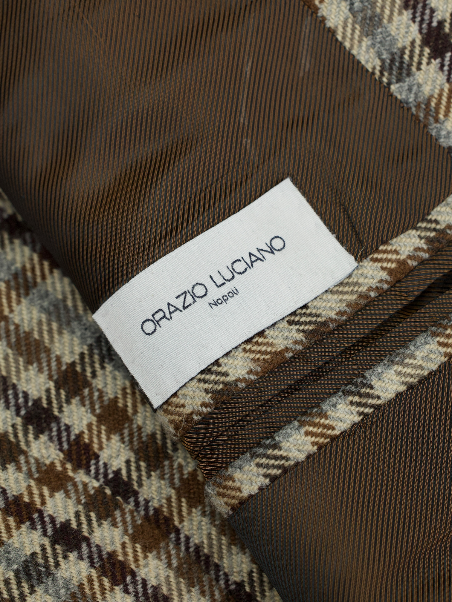 Orazio Luciano Light Brown & Blue Pure Camel Gingham-Check Jacket