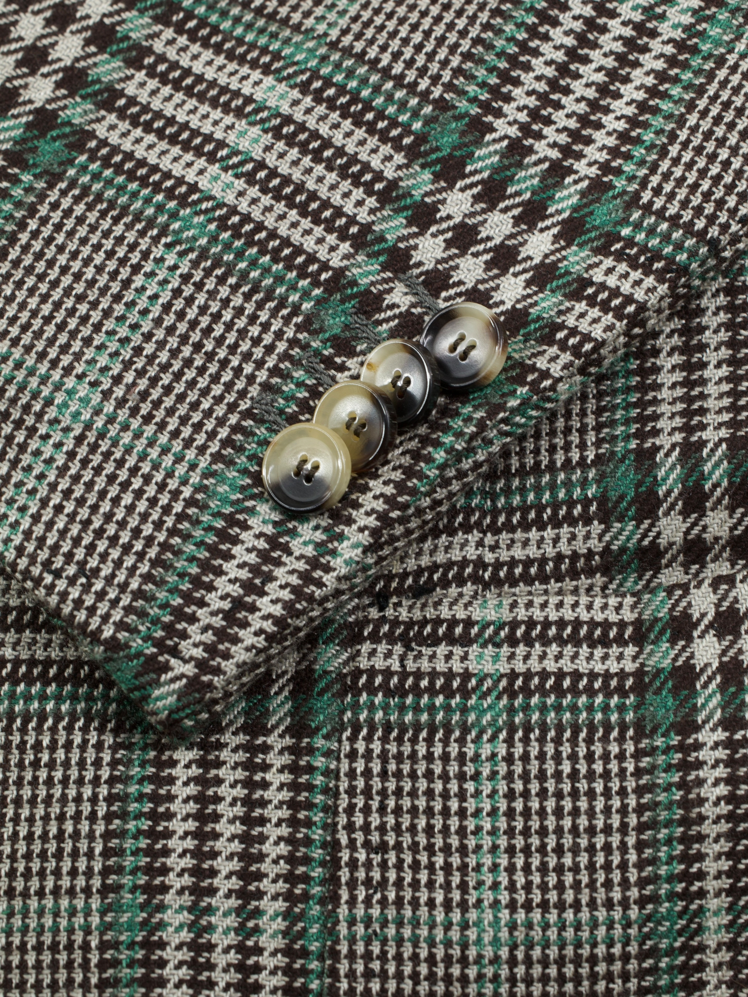 Cesare Attolini Grey & Green SIlk & Cashmere Checkered Jacket