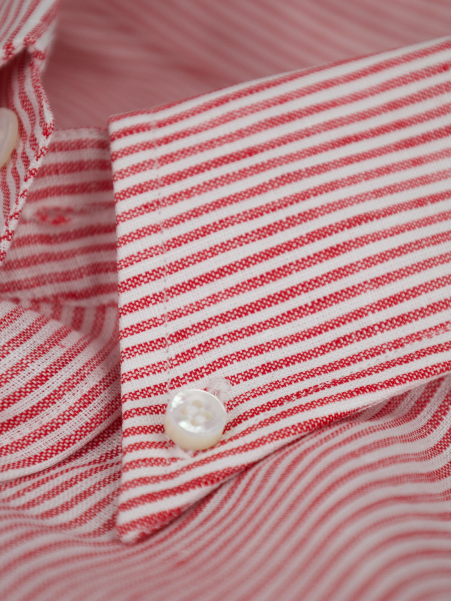 Loro Piana Red Pinstripe Button-Down Linen Shirt
