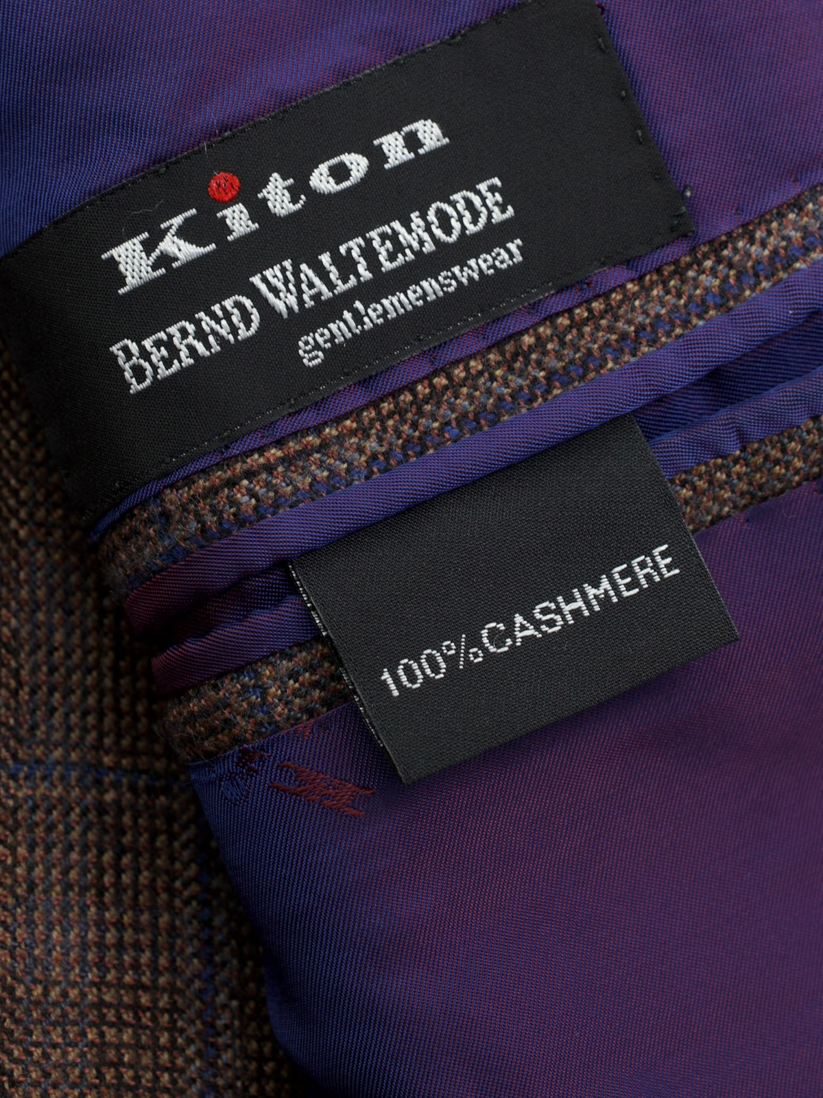 Kiton Brown & Blue Pure Cashmere Windowpane Winter Jacket