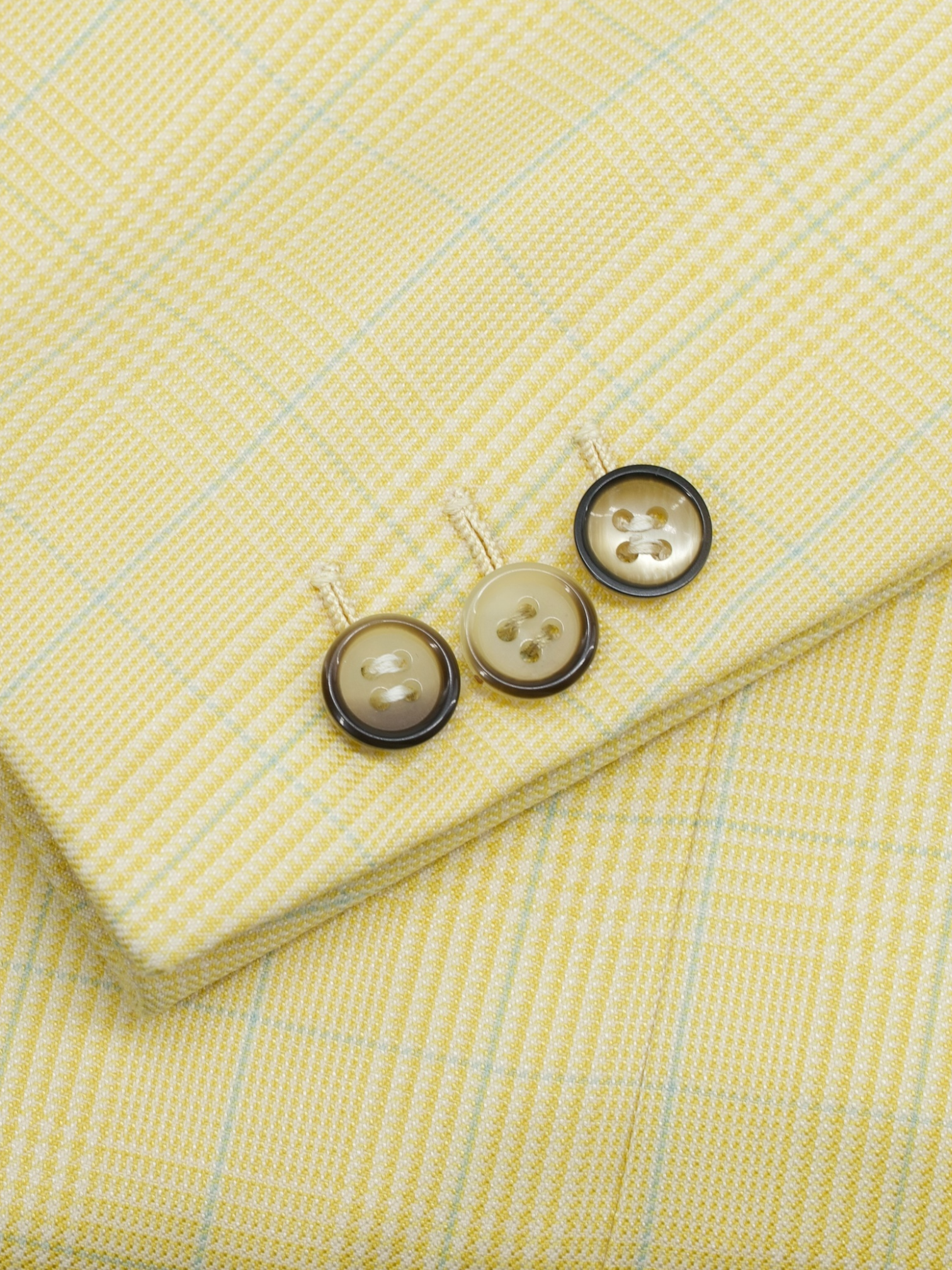 Brioni Butter Yellow & Light Blue Wool-Silk Blend Checkered Jacket