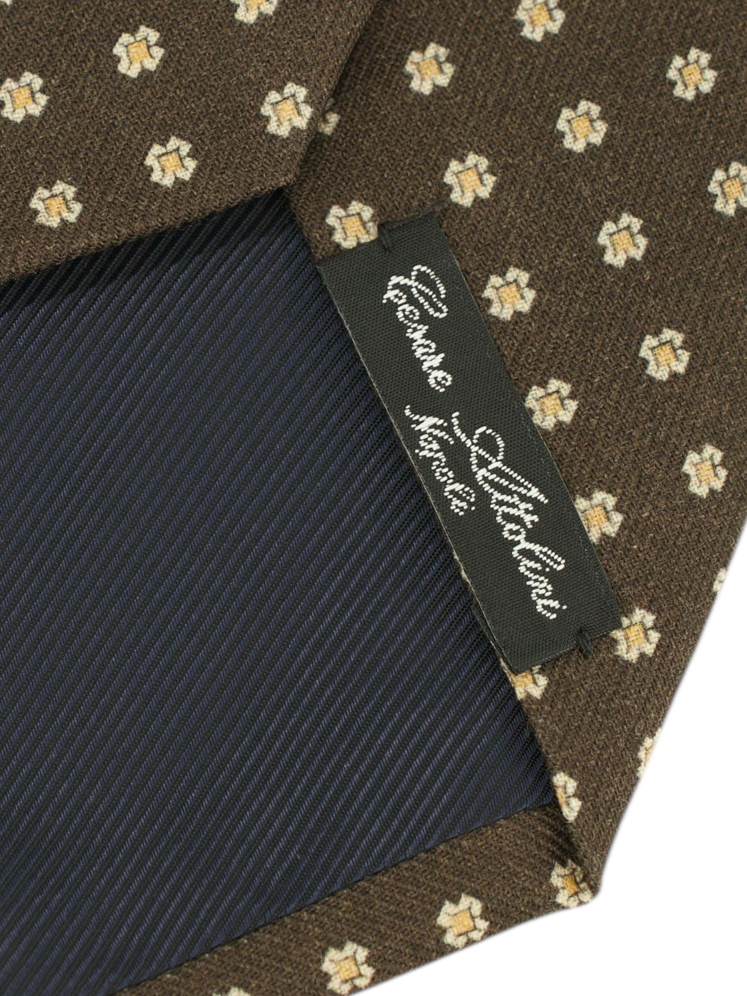 Cesare Attolini Brown & Yellow Woolen Floral Tie