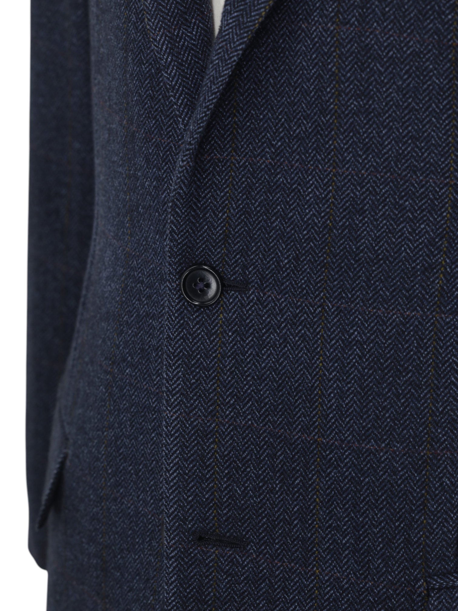 Isaia Vintage Dark Blue & Brown Wool & Cashmere Windowpane Jacket