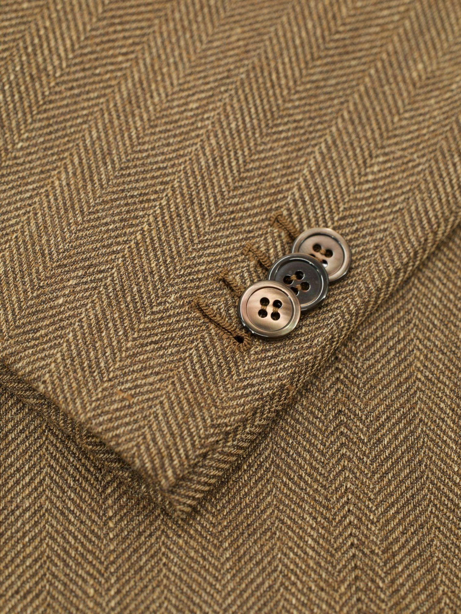 Orazio Luciano Brown Wool, Silk & Linen Herringbone Jacket