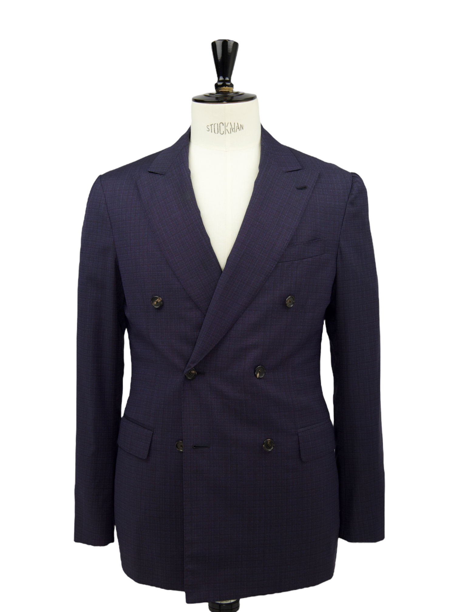 Caruso Blue Double Breasted Gingham Check Suit