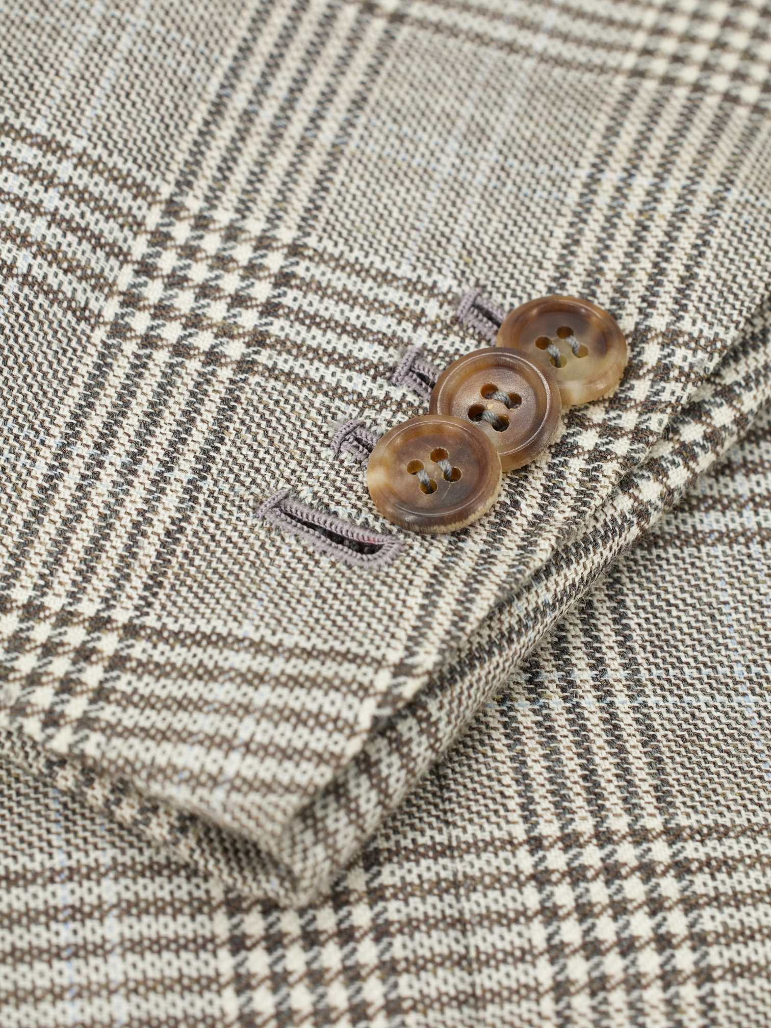 Orazio Luciano Taupe Wool, Cashmere & Silk Prince of Wales Jacket