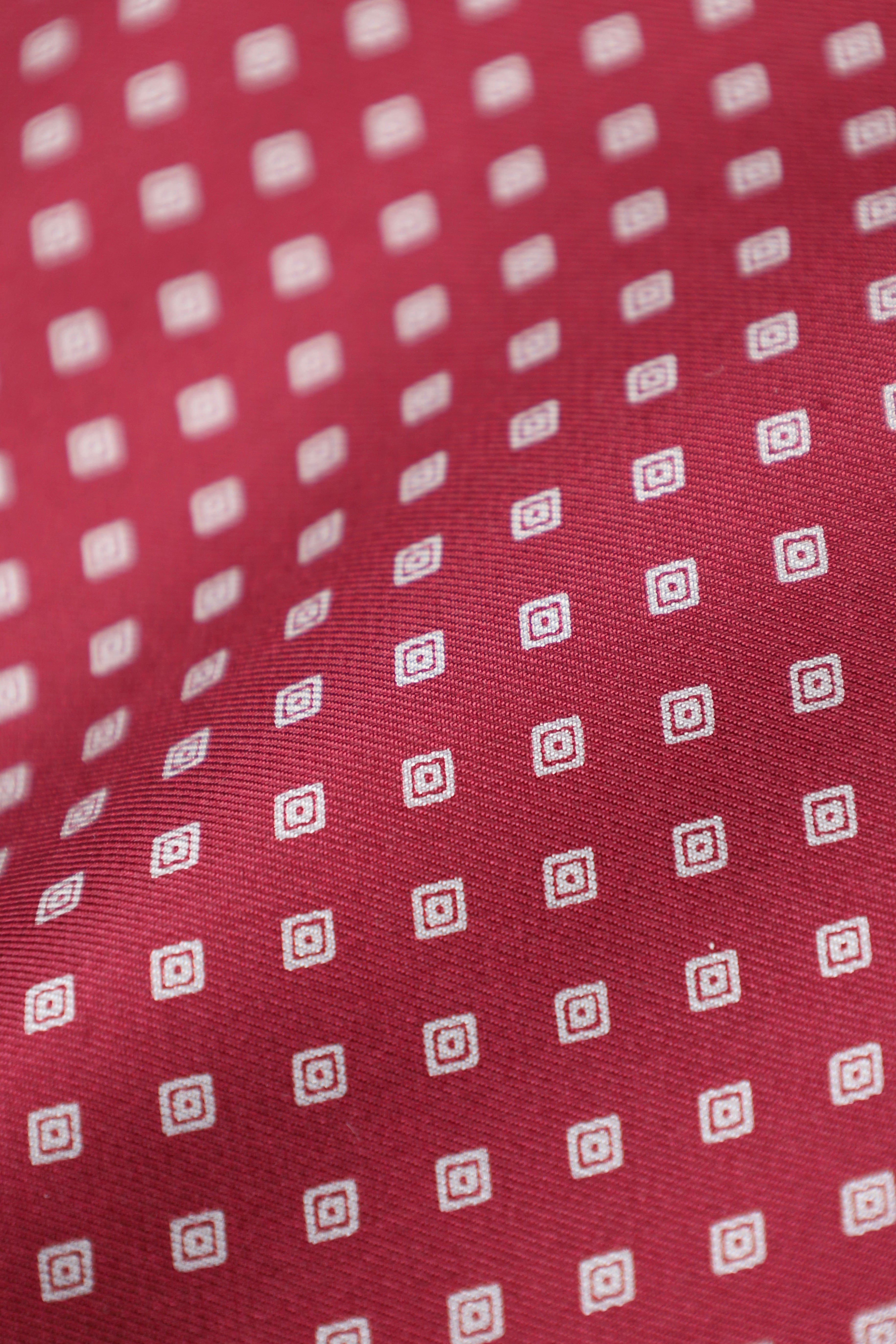 Charvet Red Geometric Silk Pocketsquare