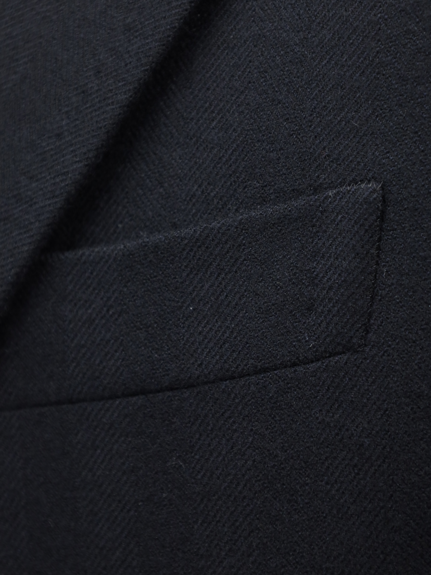 Caruso Navy Wool & Cashmere Herringbone Polo Coat