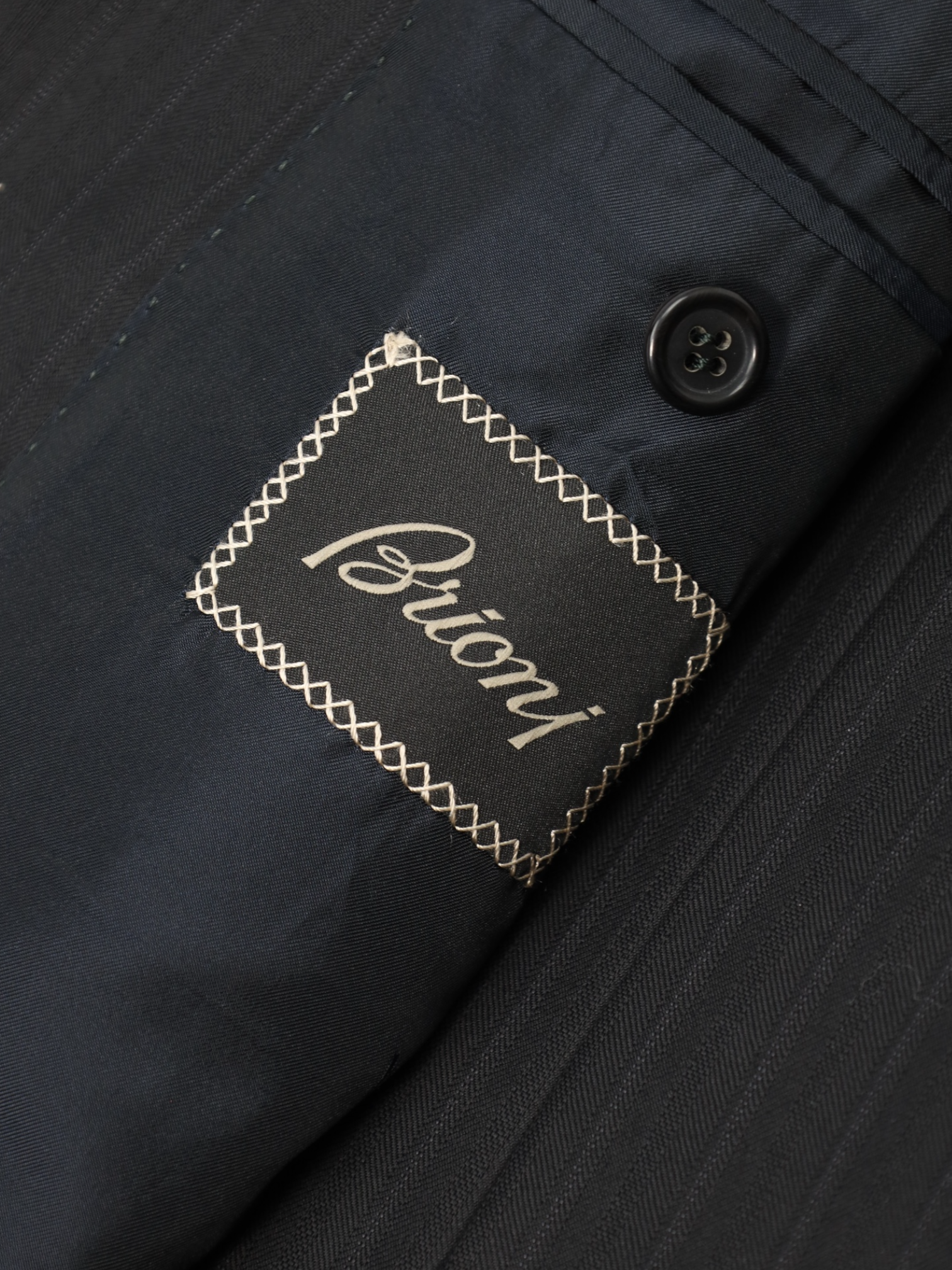 Brioni Black 3-Piece Shadow-Stripe Suit