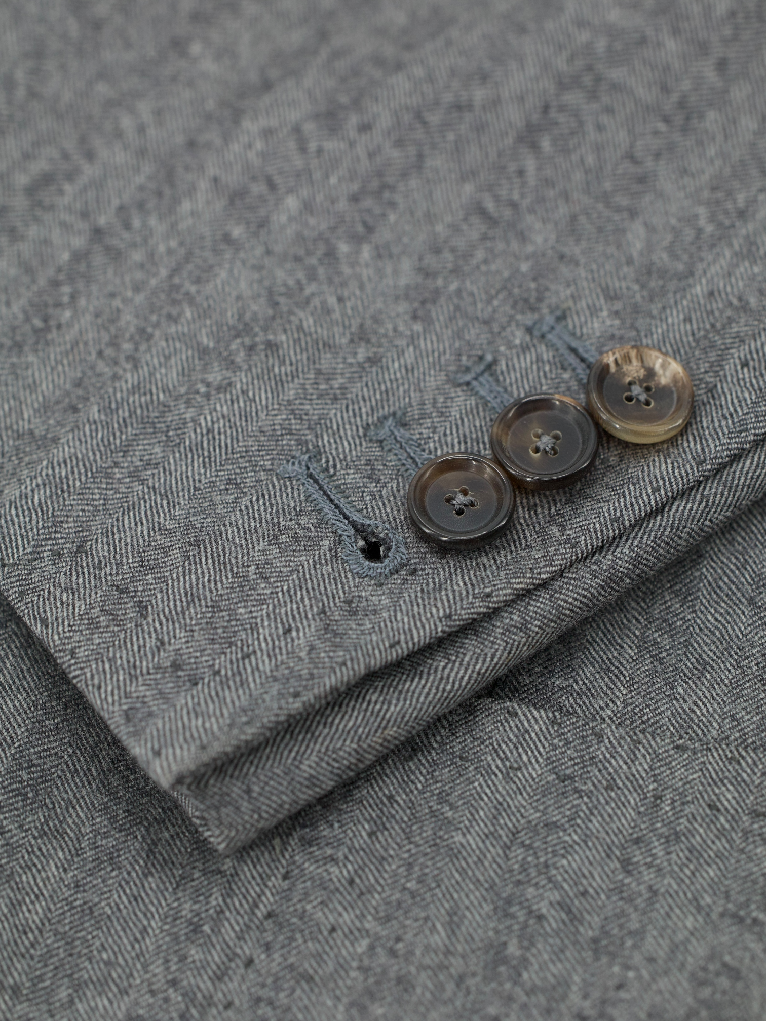 Cesare Attolini Grey Wool Herringbone Winter Jacket