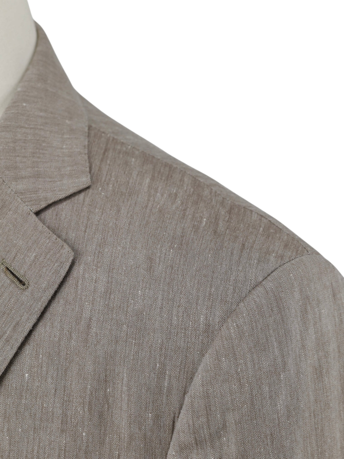 Ermenegildo Zegna Taupe Linen, Wool & Silk "Crossover" Herringbone Suit