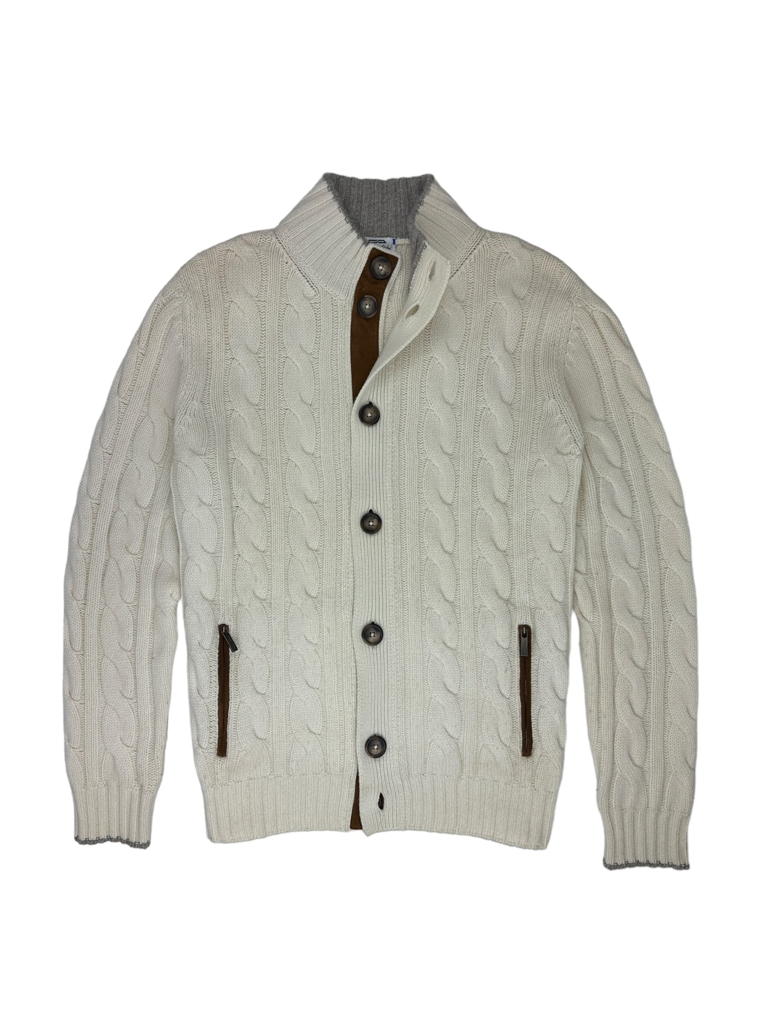 Cesare Attolini Offwhite Cashmere Cable Cardigan