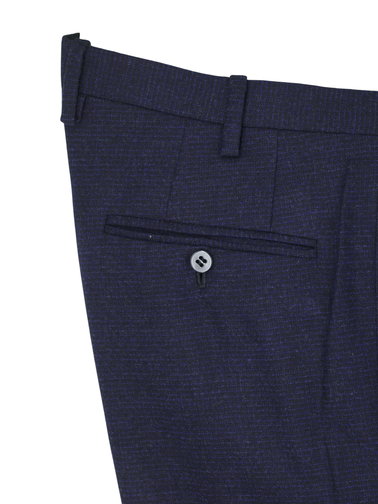 Kiton Dark Blue Brushed-Wool Micro-Pattern Sartorial Trousers