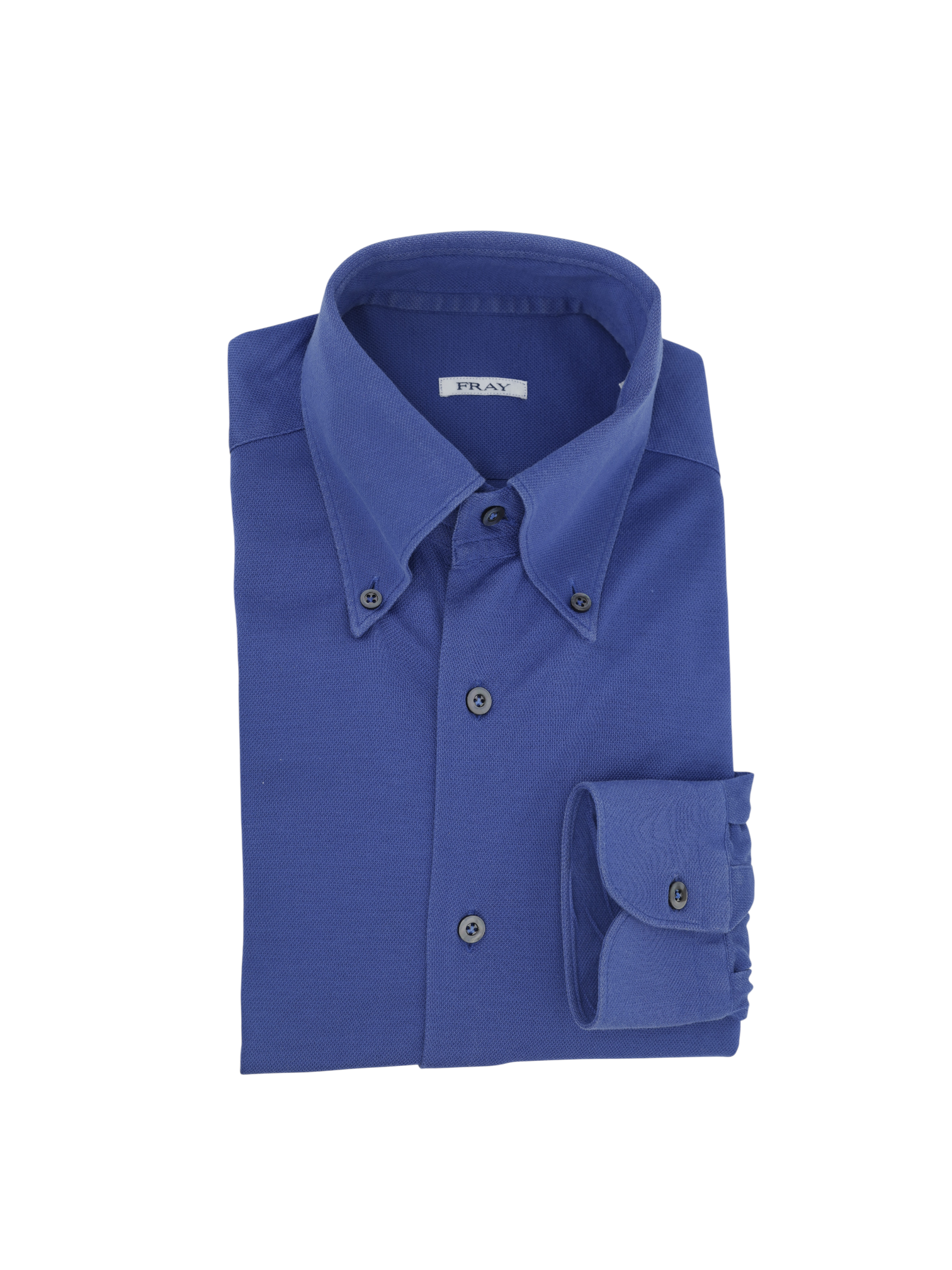 Fray Azure Blue Cotton Piqué Knitted Button-Down Shirt