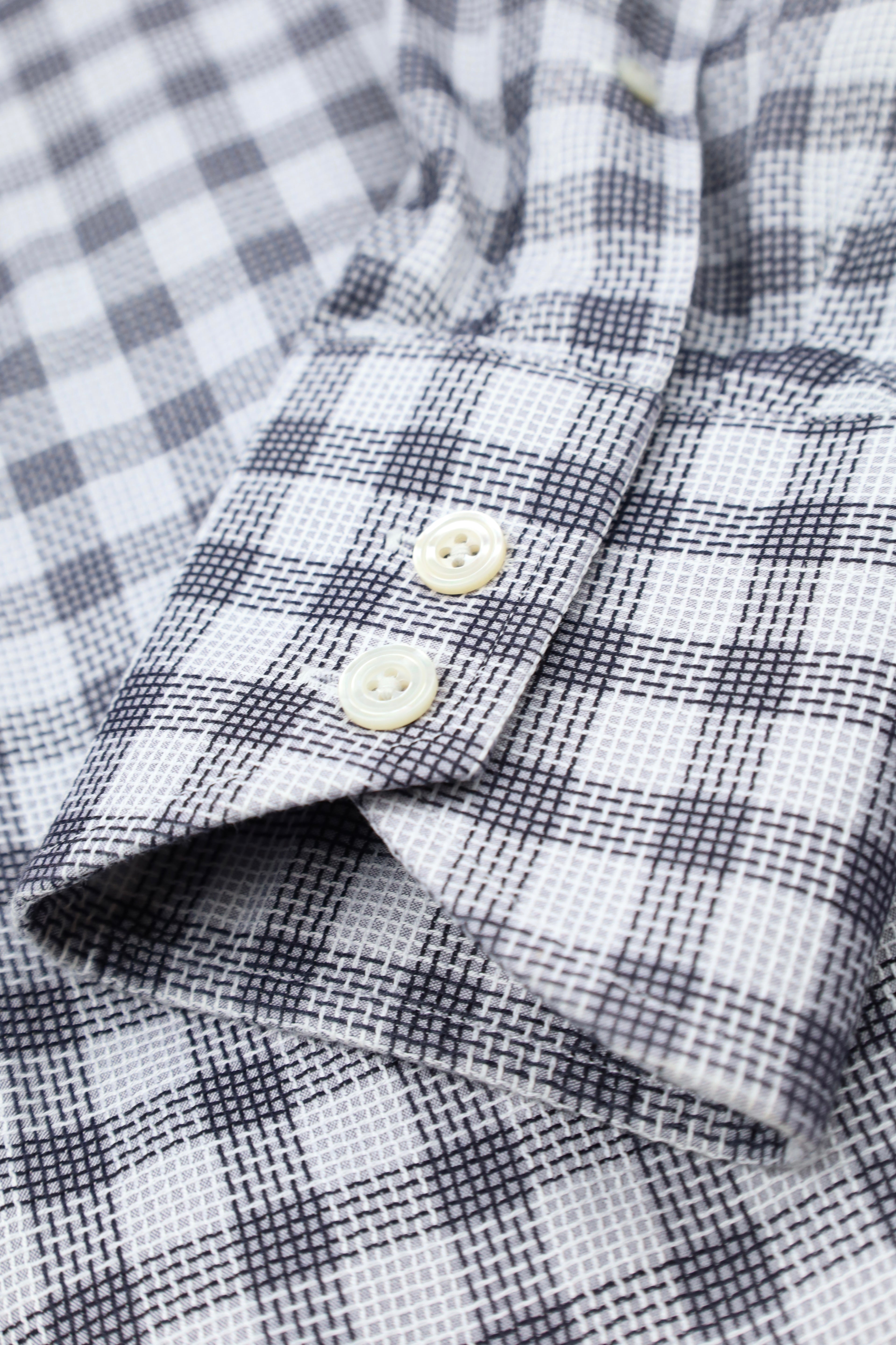 Tom Ford Grey Plain-Weave Check Shirt