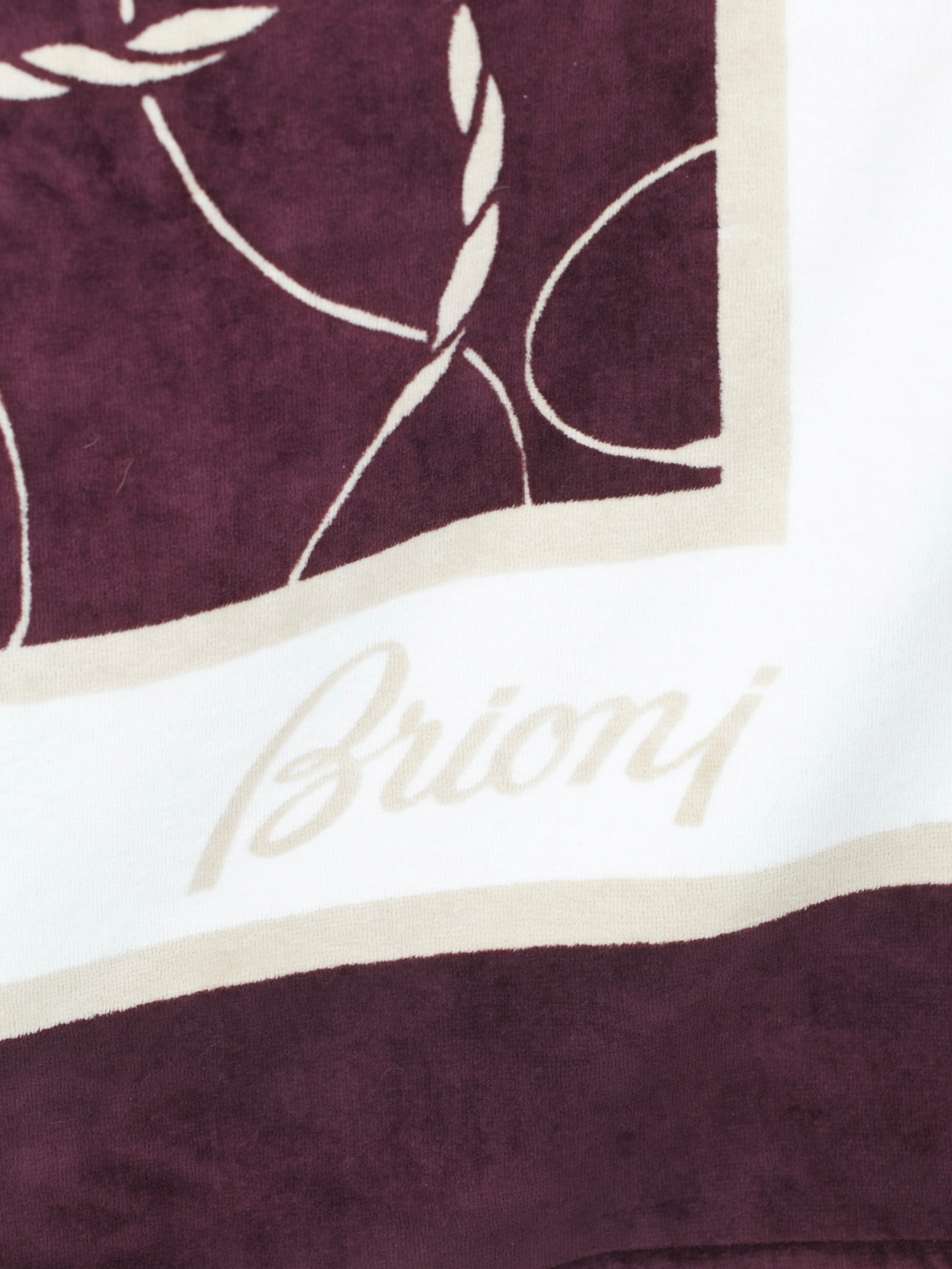 Brioni Wine Red & White Terry-Cotton Summer-Flâneur Towel