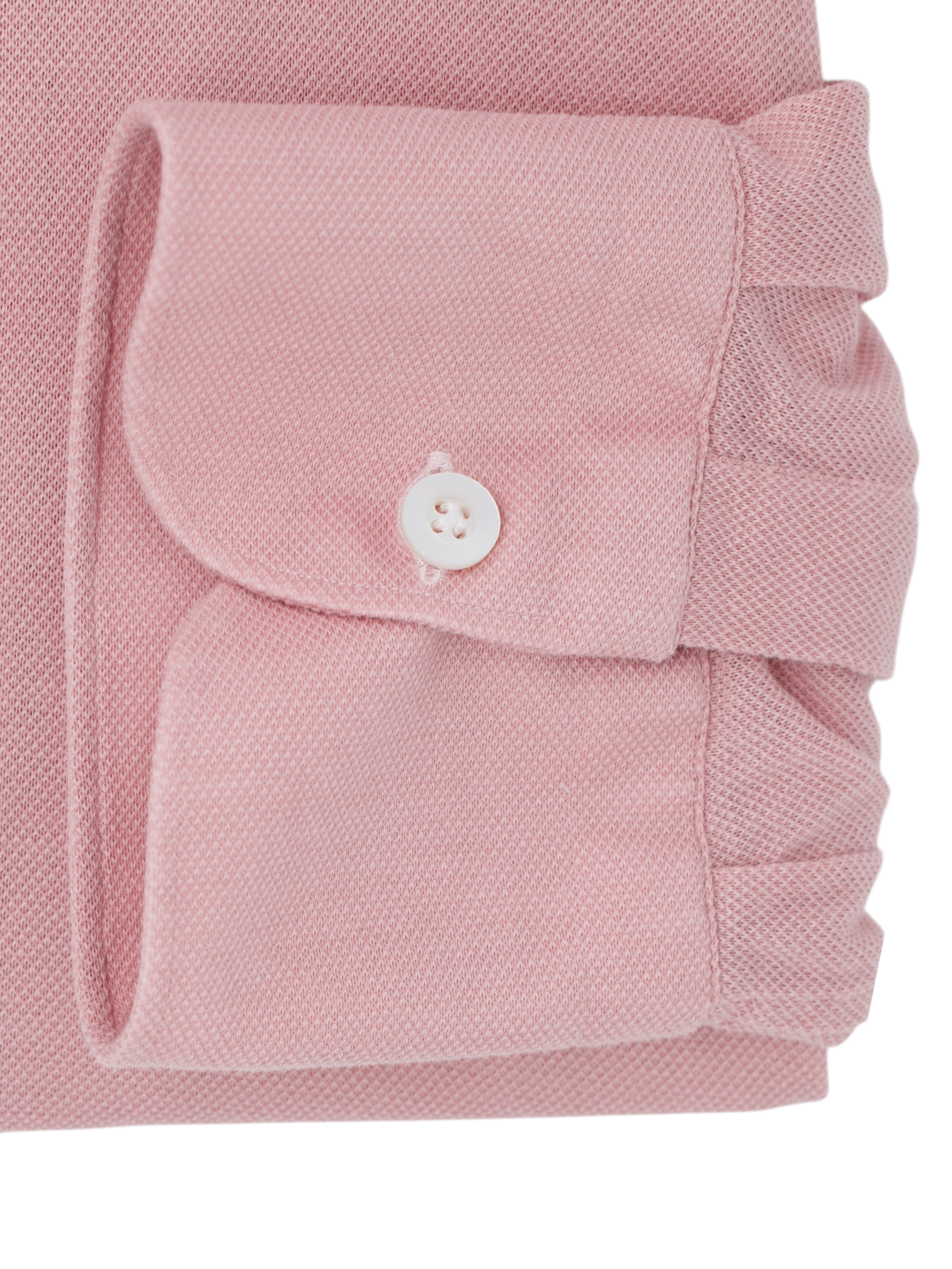 Fray Pink Cotton Piqué Knitted Button-Down Shirt
