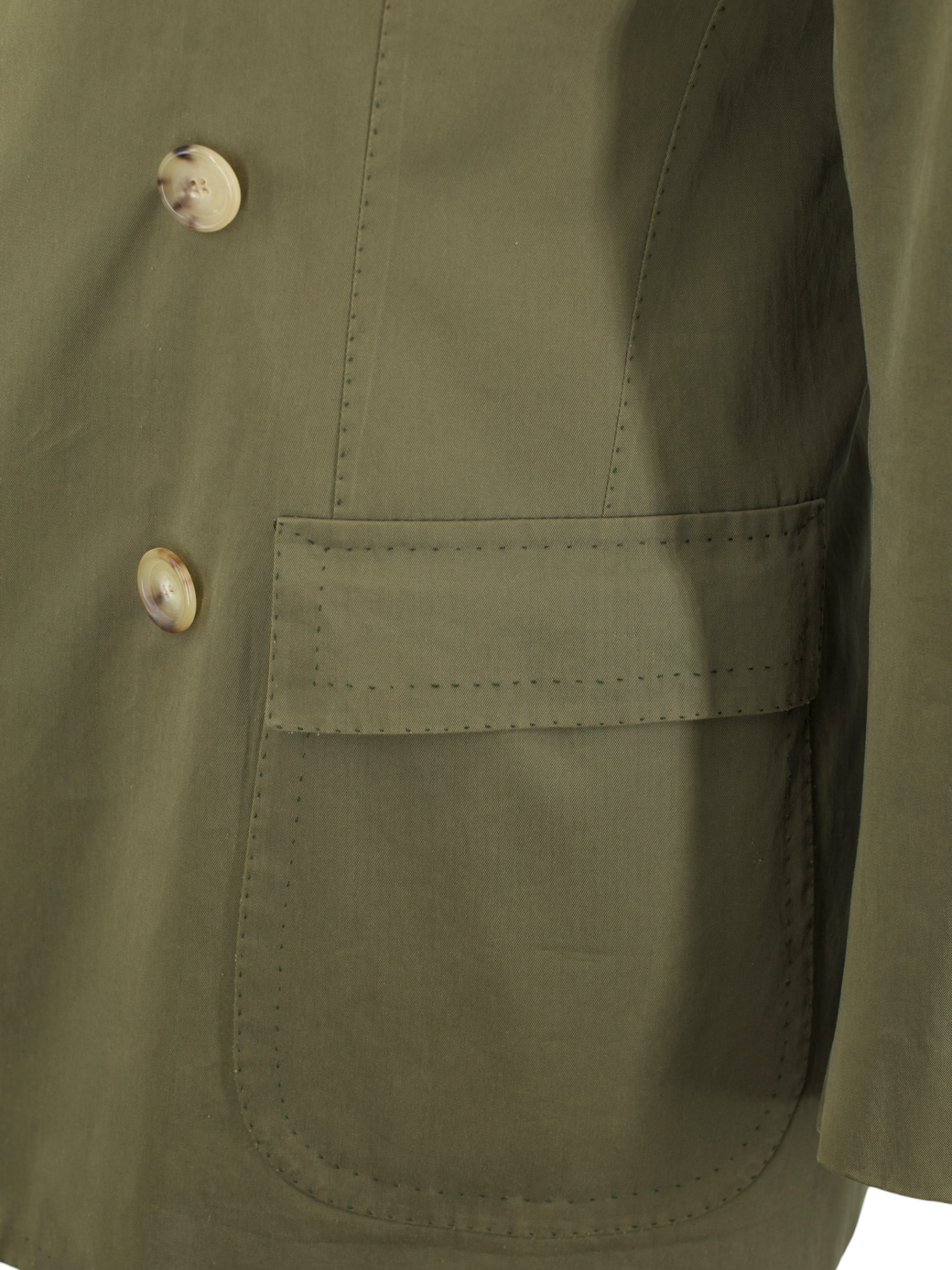 Cesare Attolini Olive Green Pure-Cotton Sartorial Caban Peacoat