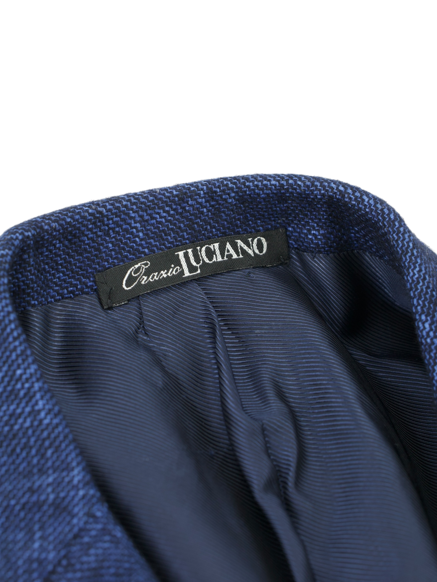 Orazio Luciano Blue Bicolor Silk & Cashmere Micro-Pattern Jacket