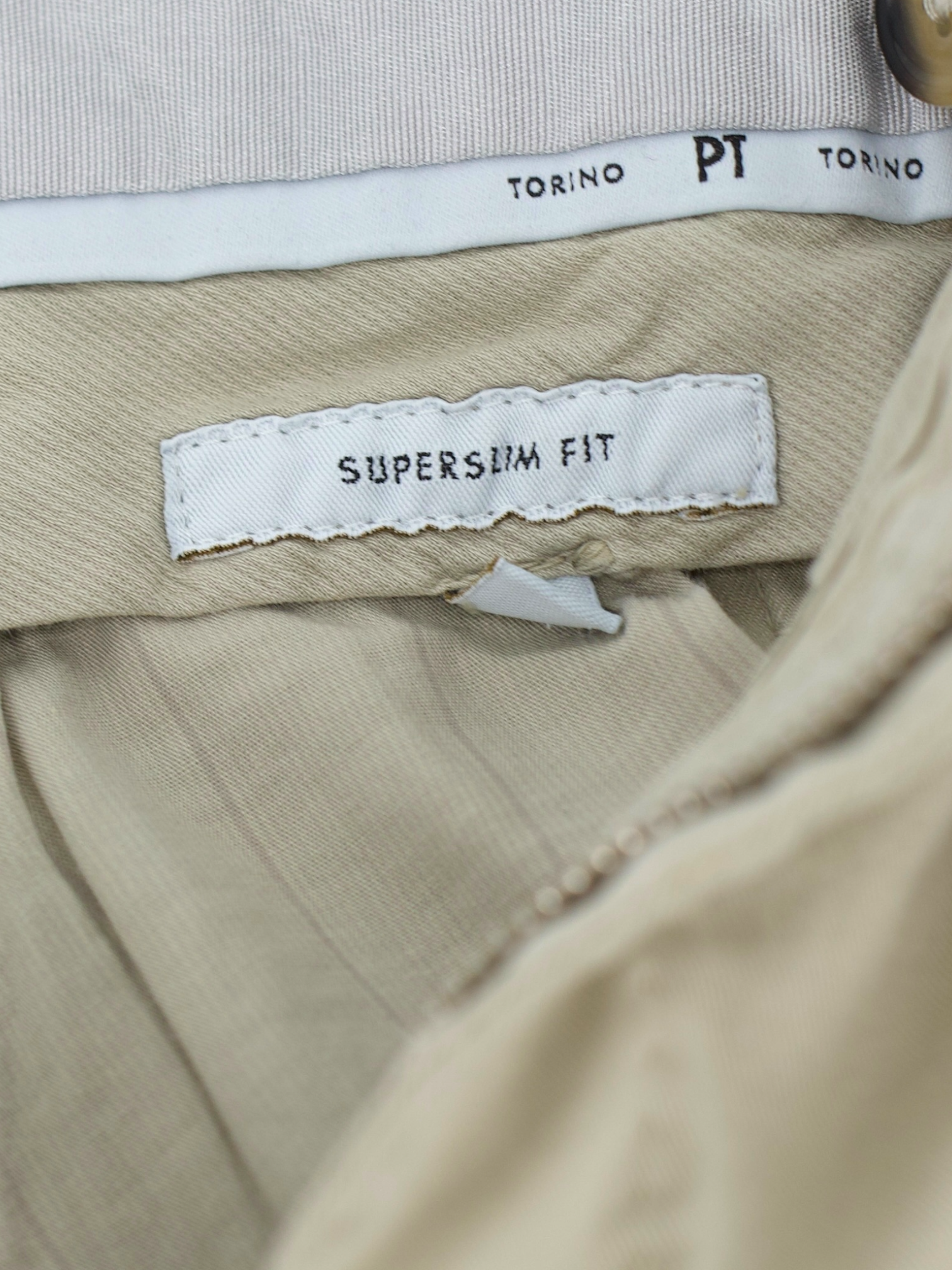 PT01 Beige Cotton & Strech Pleated "Superslim Fit" Chino