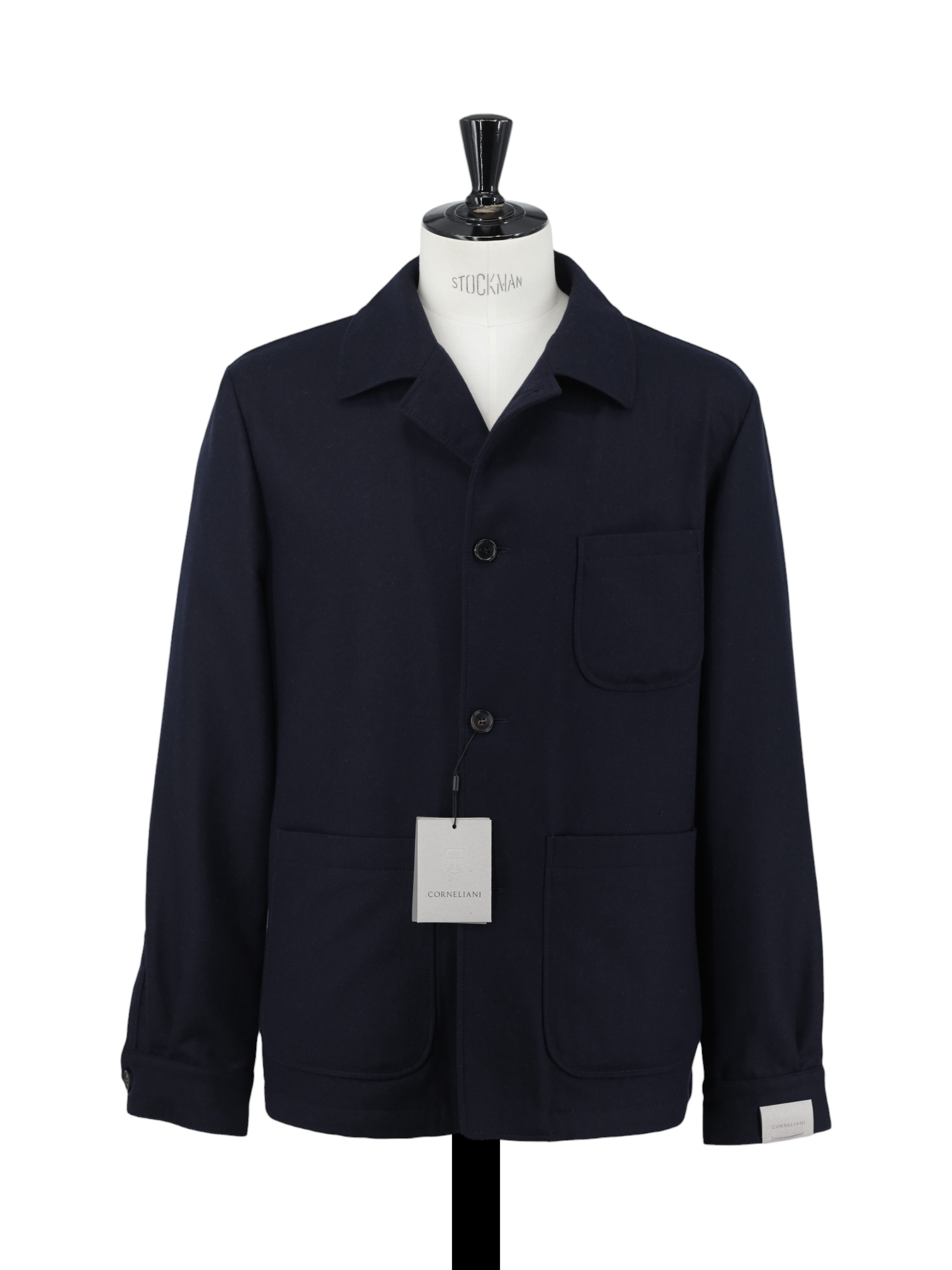 Corneliani Navy Wool & Silk Sportswear-Overshirt Jacket