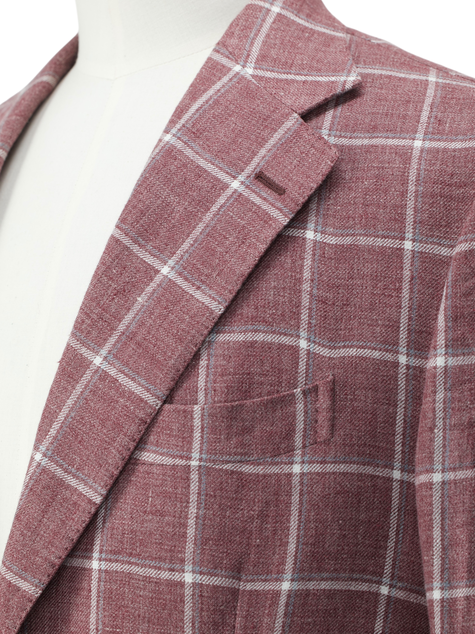 De Petrillo Old Pink & White Pure Linen Windowpane Jacket