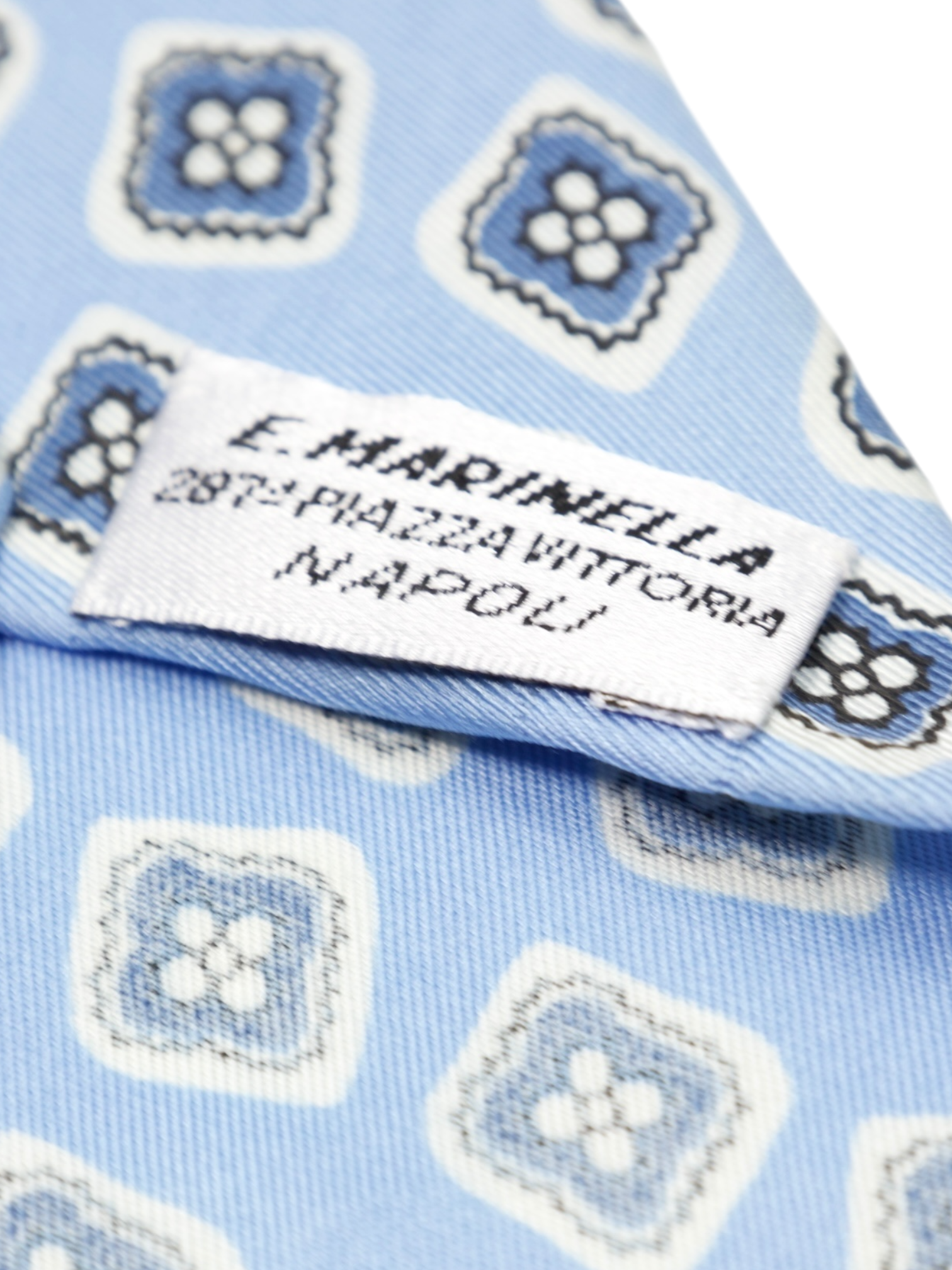 E. Marinella 7-Fold Light Blue Floral Hand-Rolled Silk Tie
