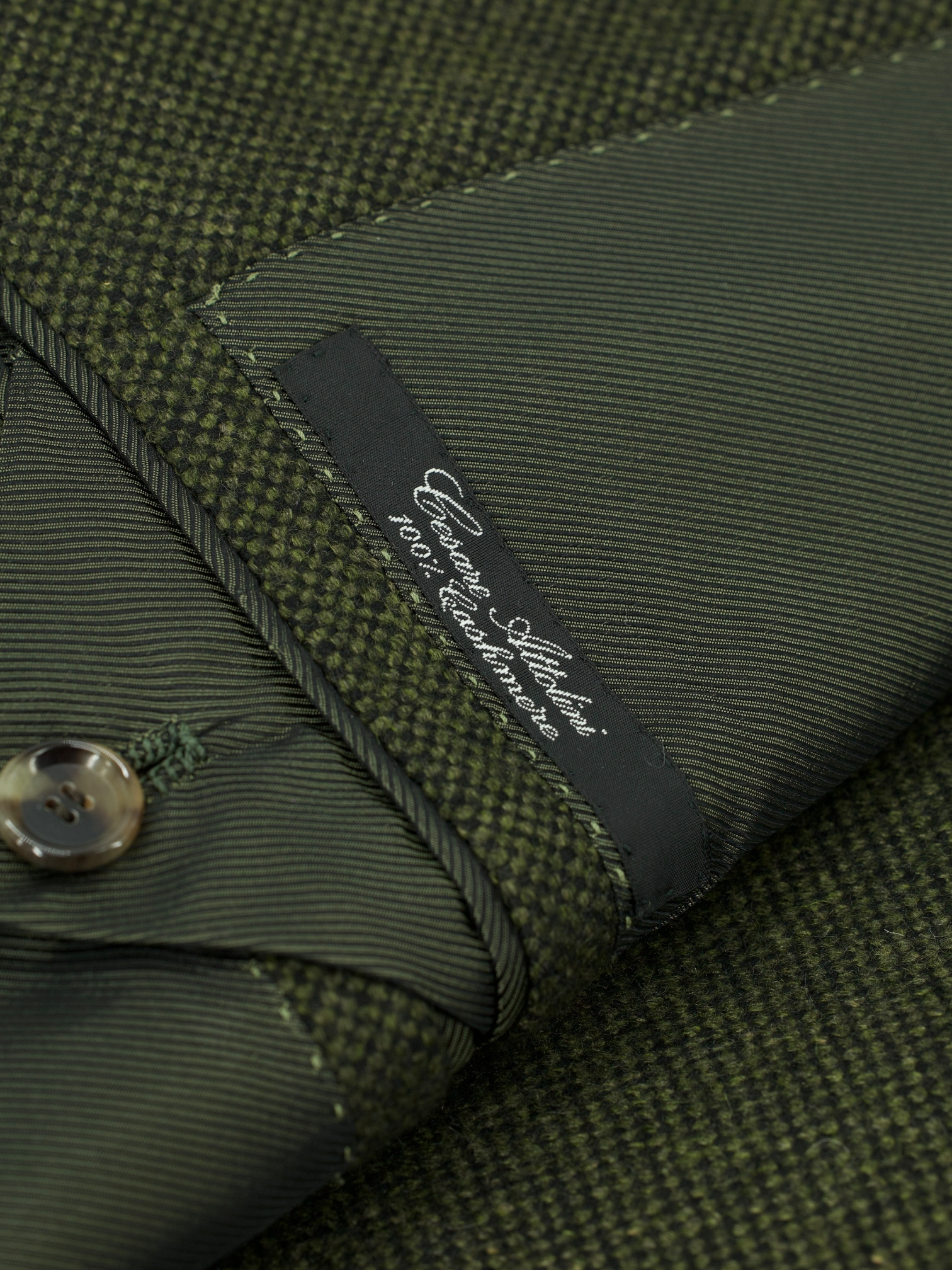 Cesare Attolini Dark Green Pure Cashmere Micro-Pattern Jacket