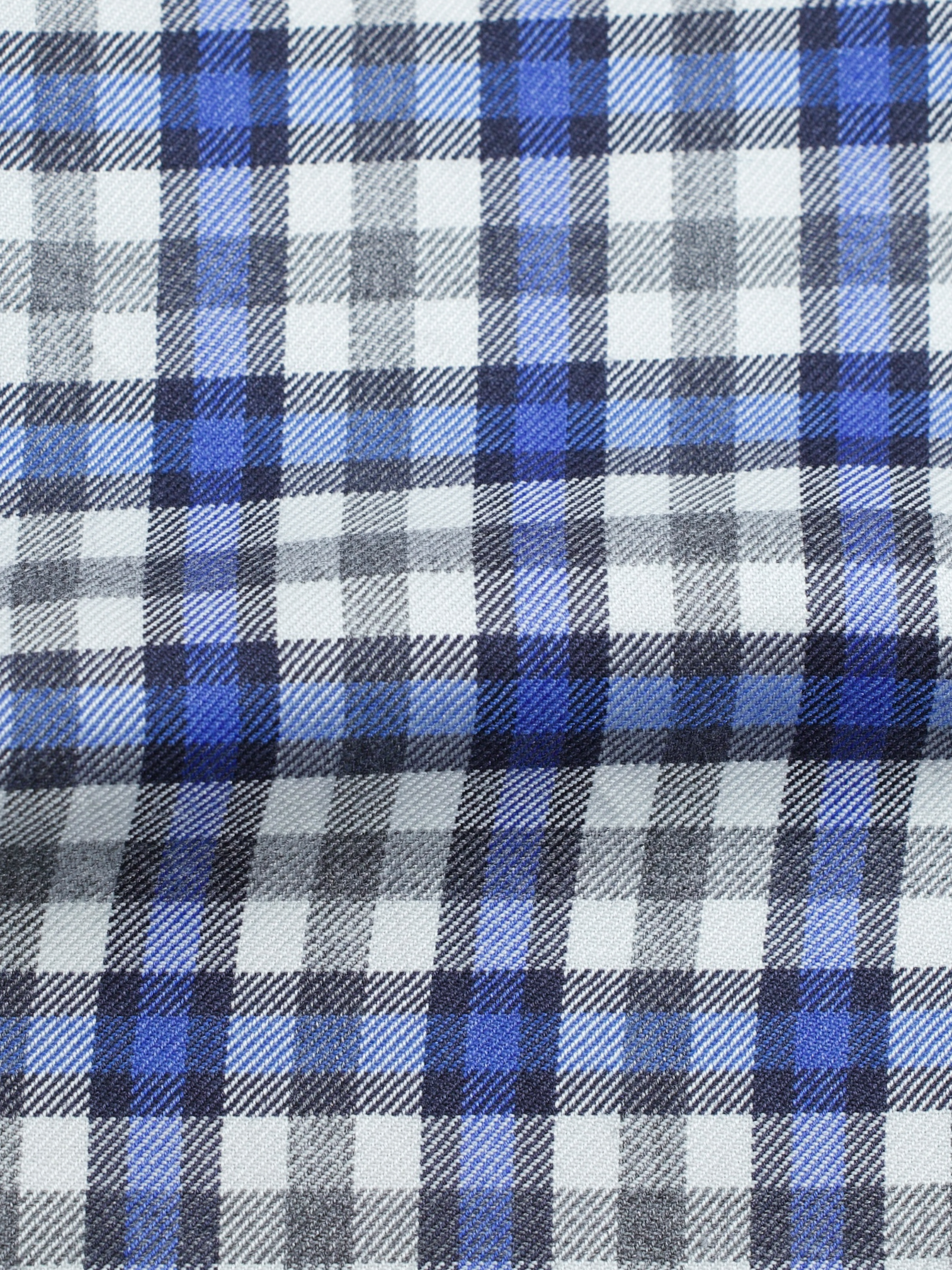 Orazio Luciano Light Grey & Blue Wool & Silk Checkered Jacket