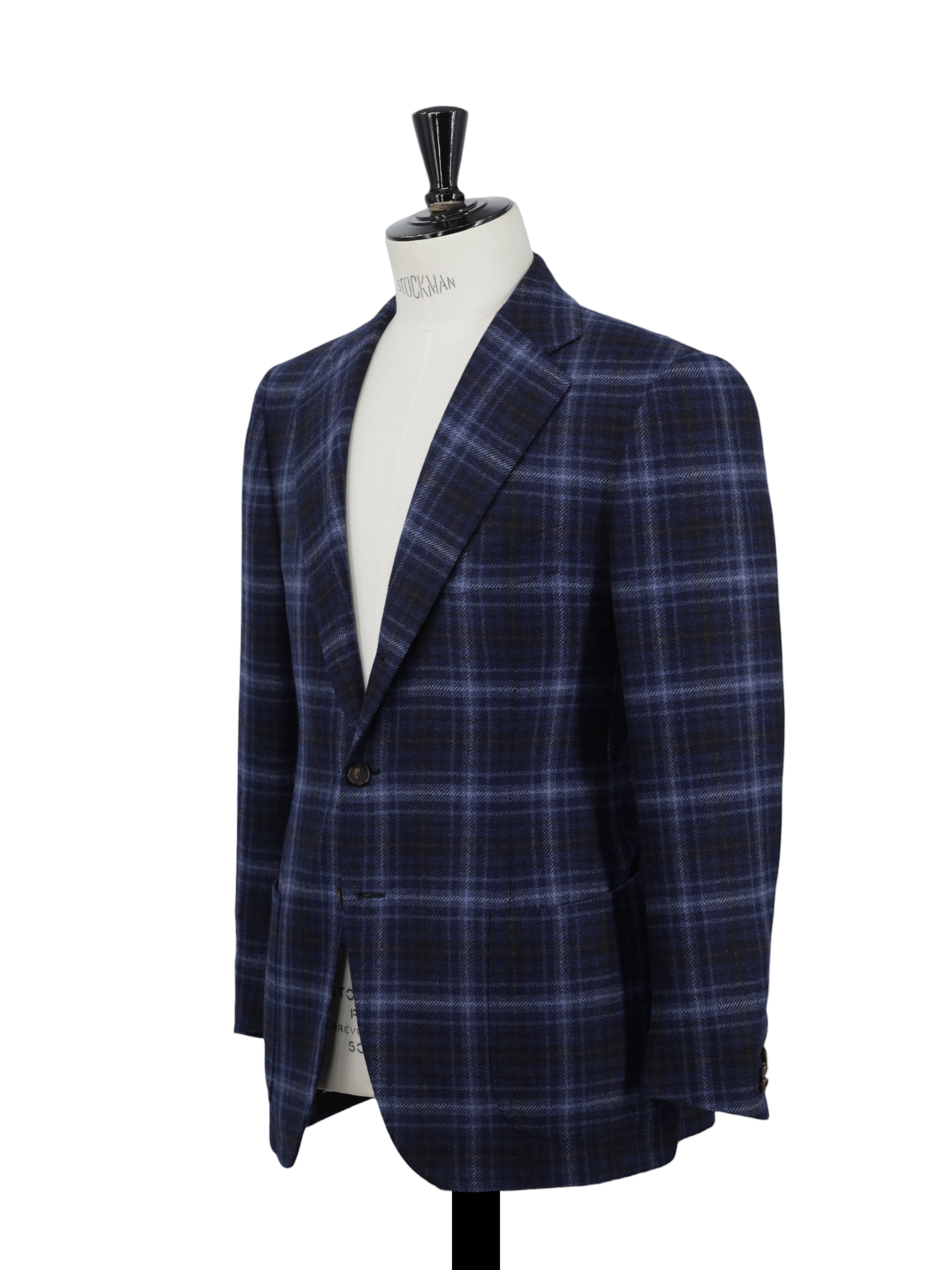 Cesare Attolini Dark Blue & Brown Pure Cashmere Windowpane Jacket