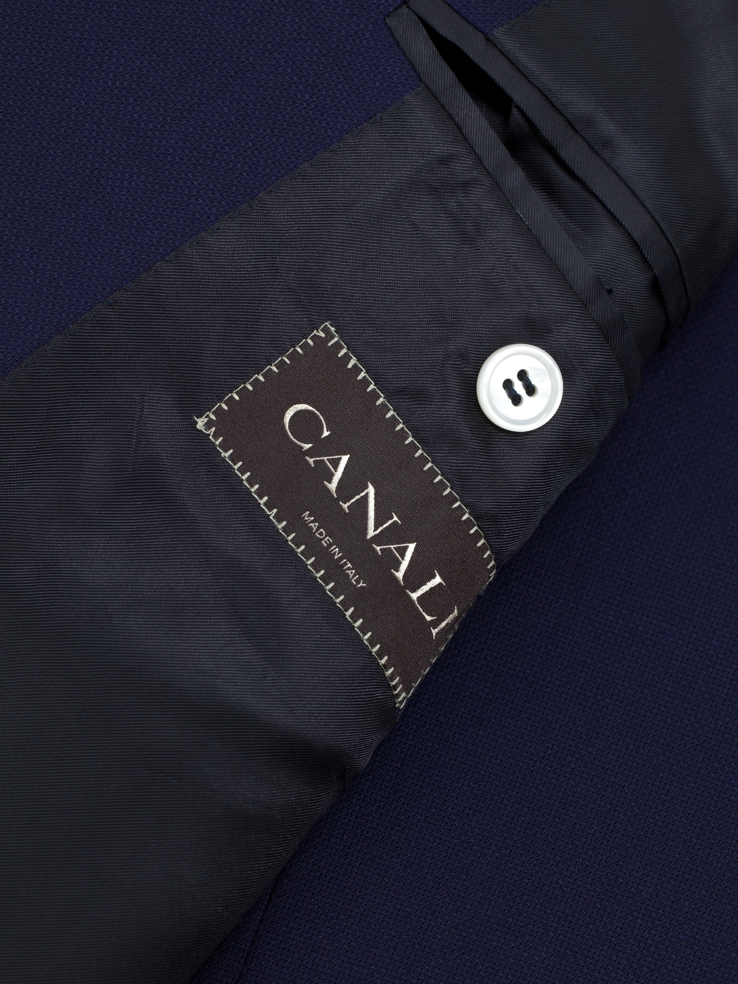 Canali Marine Blue Pure Water-Resistant Wool Basket-Weave Jacket