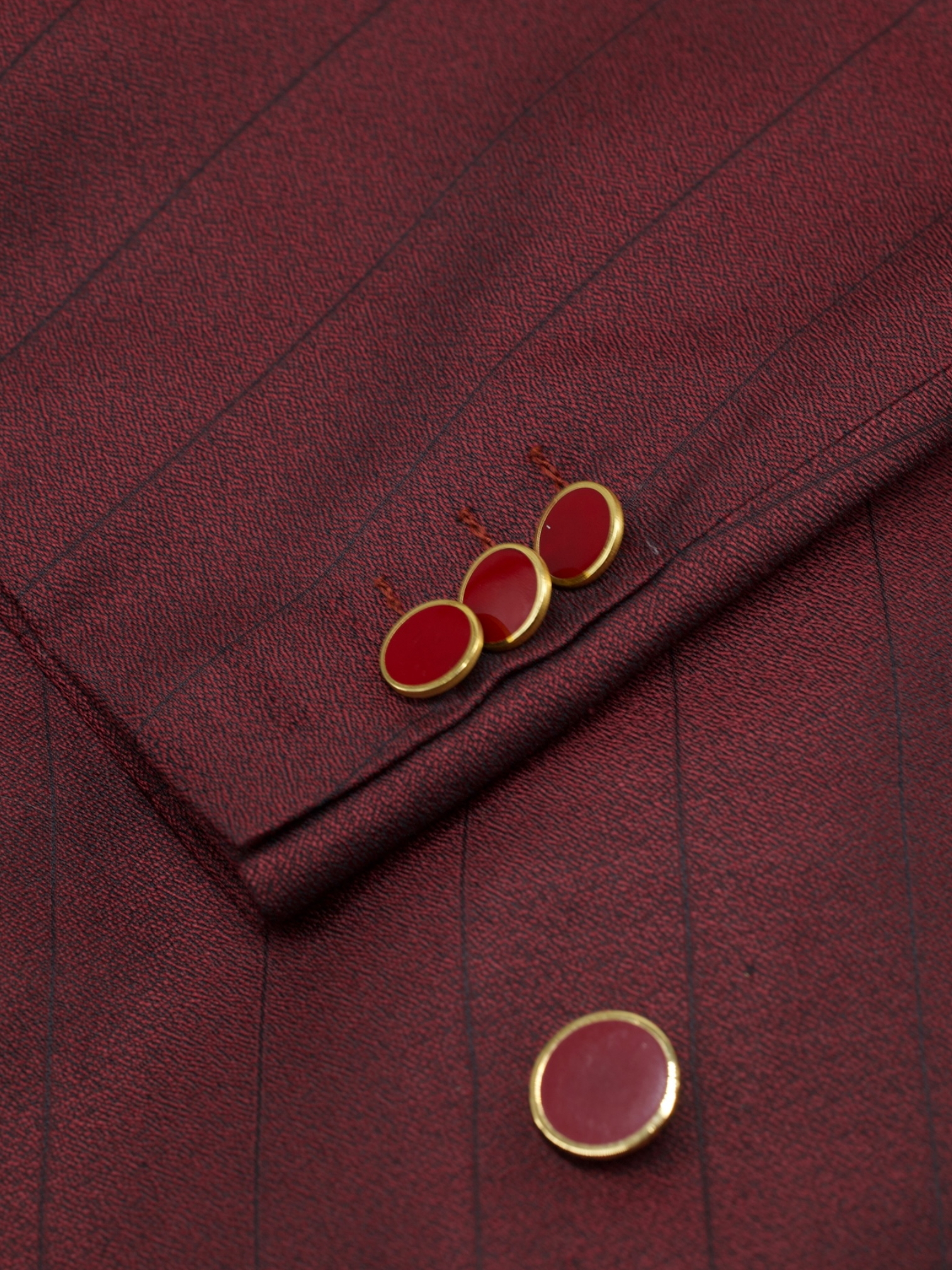Brioni Wine Red Double Breasted Pure-Silk Pinstripe Jacket