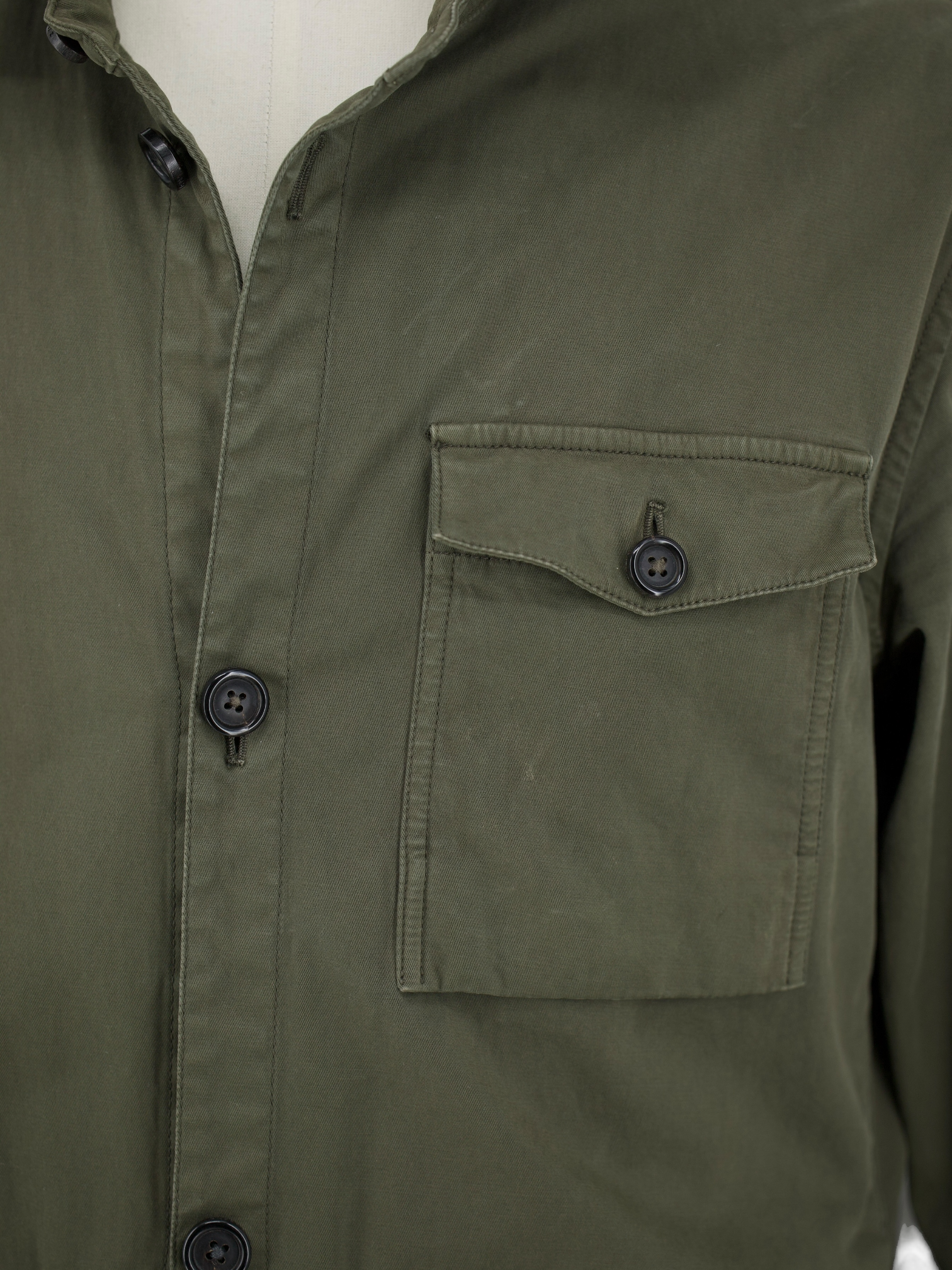 Z Zegna Olive Green Cotton-Stretch Safari Style Overshirt