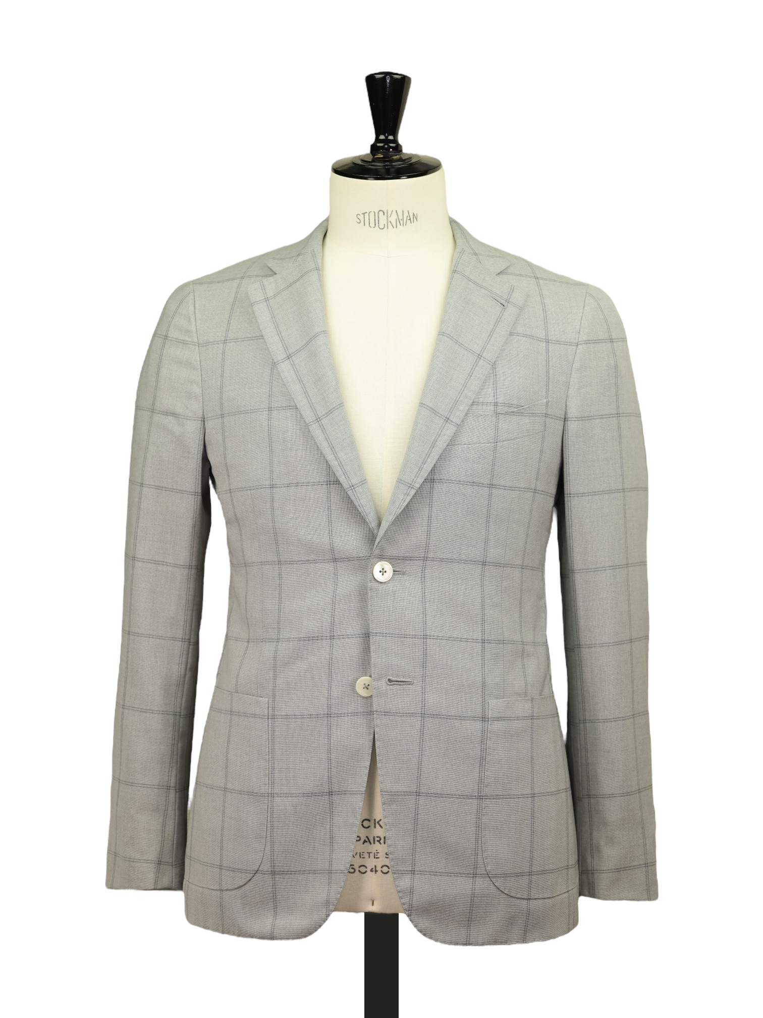 Isaia Grey Wool, Mohair & Cashmere "Fresco Babyhair" Windowpane Jacket
