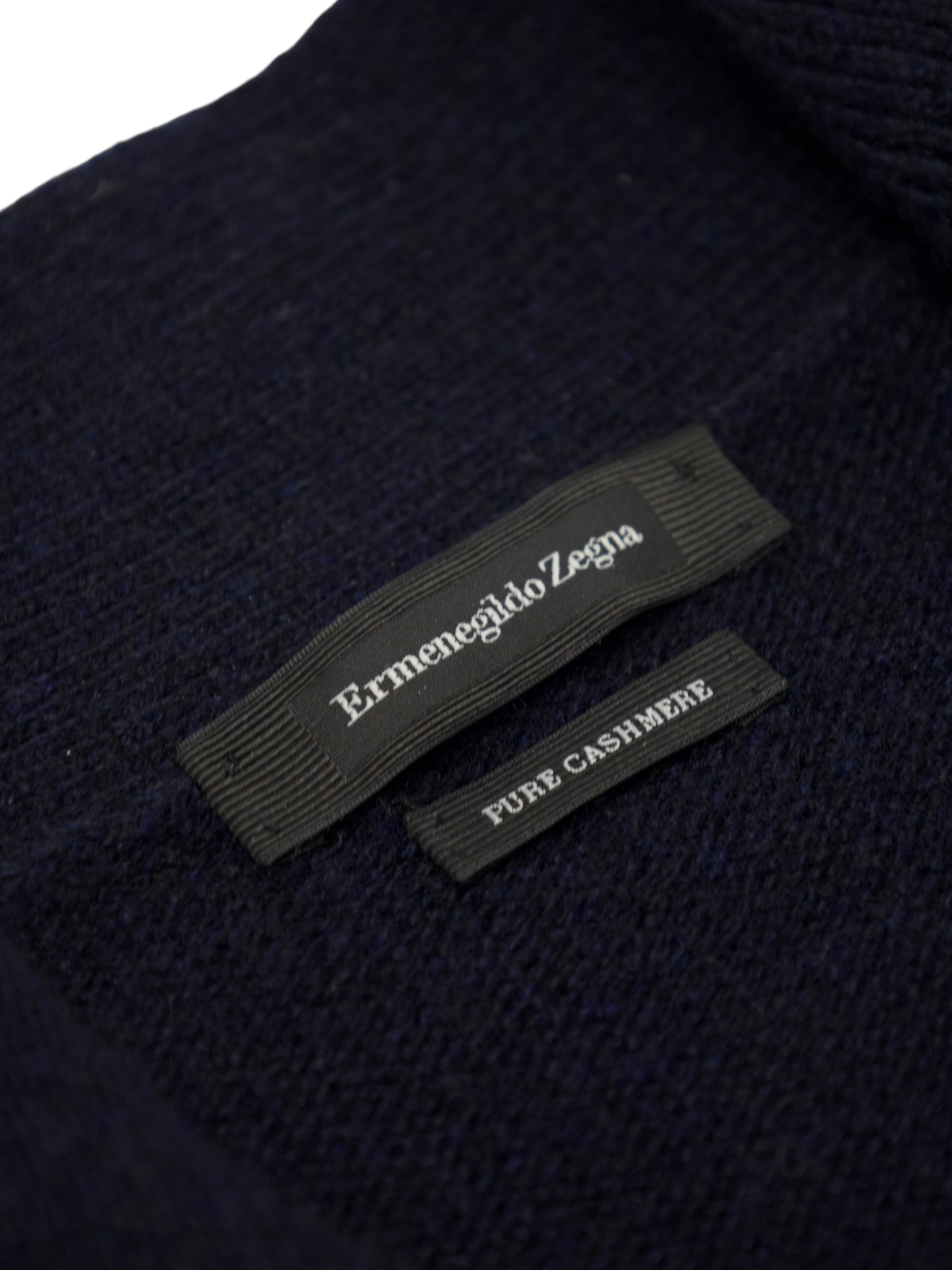 Ermenegildo Zegna Navy Nubuck-Trimmed Cashmere Fisherman's Sweater