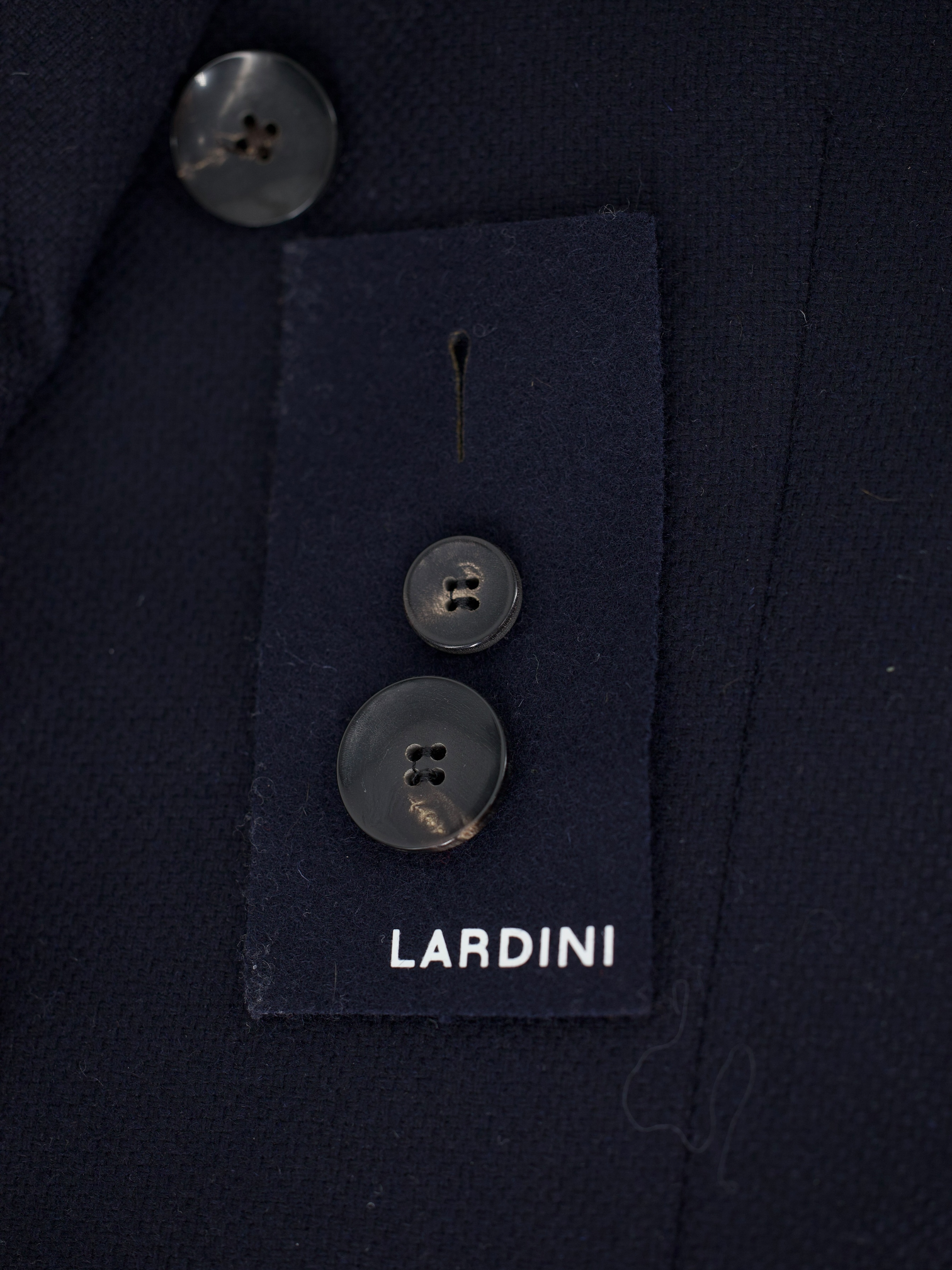 Lardini Navy Pure-Wool Double Breasted Micro-Structure Jacket