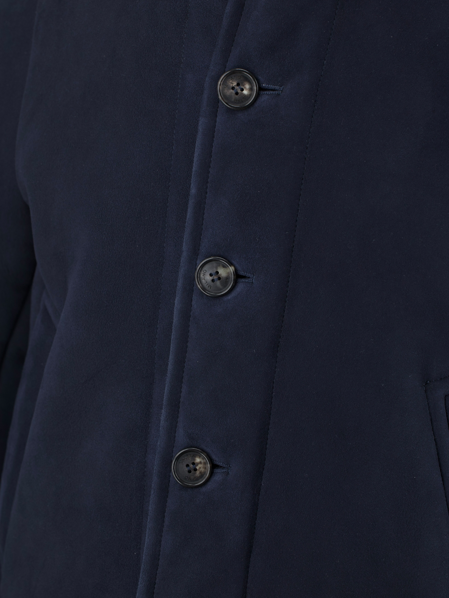 Valstar Navy Lambskin-Suede Shearling Deck Jacket
