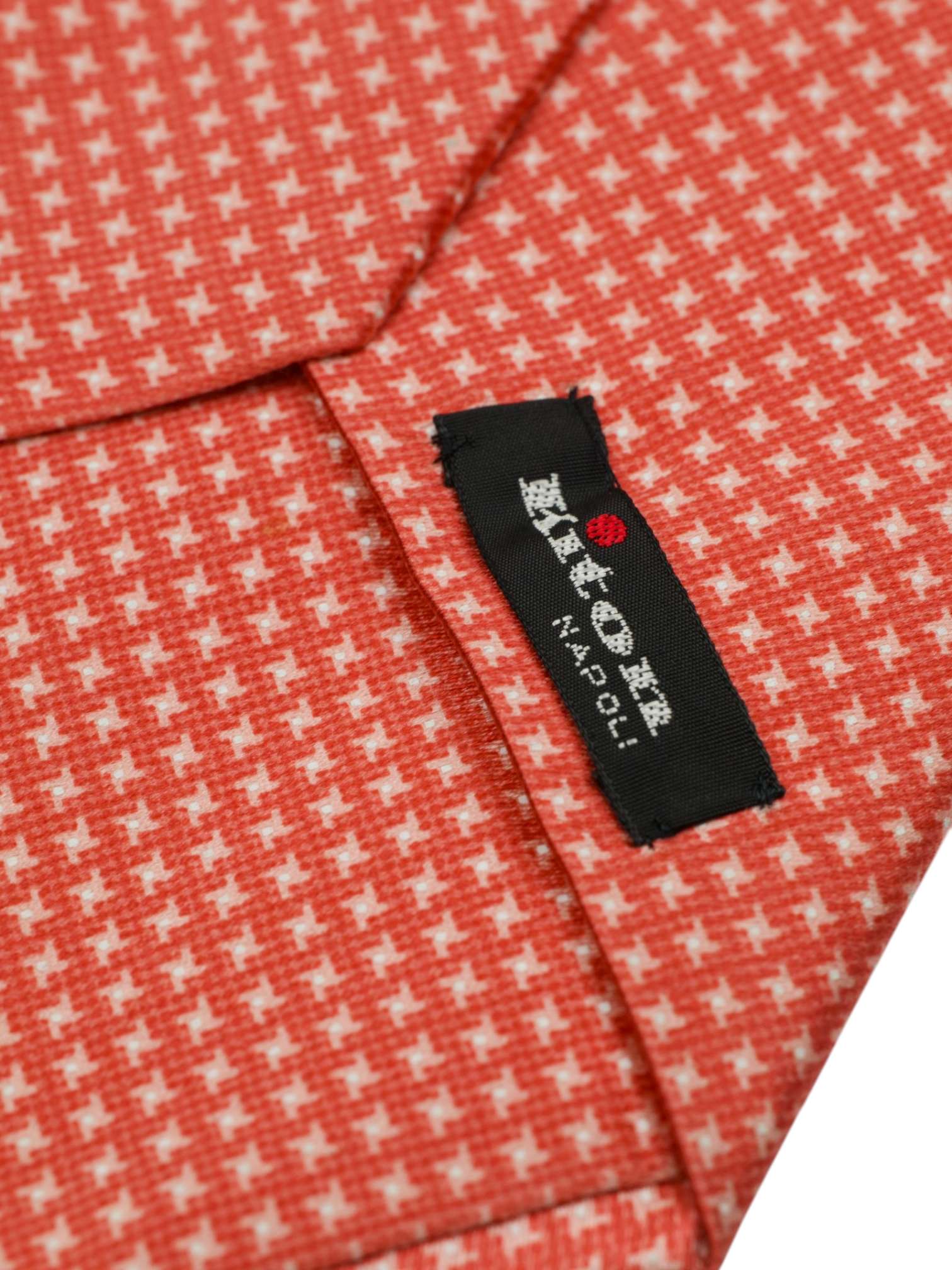 Kiton 5-Fold Coral Red Silk Puppytooth Tie