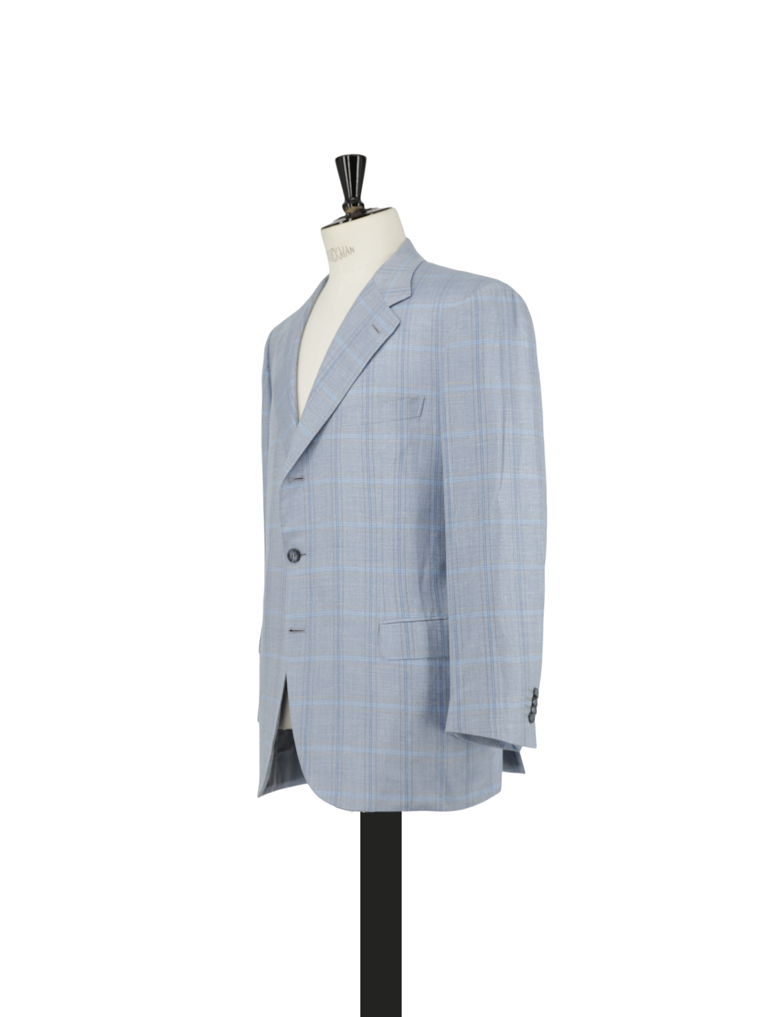 Brioni Ice Blue & Taupe Cashmere, Silk & Linen Overcheck Senato Jacket