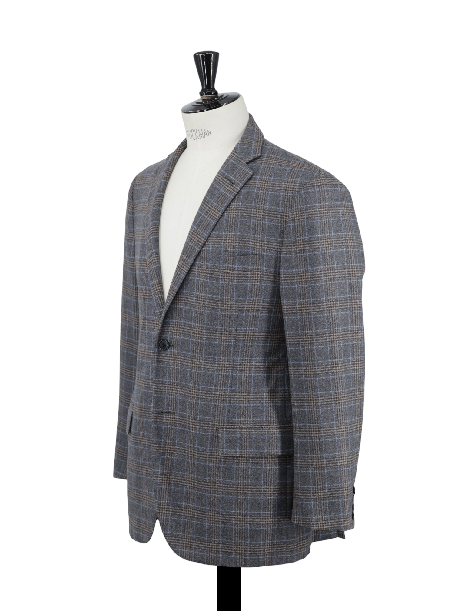 Corneliani Brown & Light Blue Wool-Flannel Overcheck Jacket