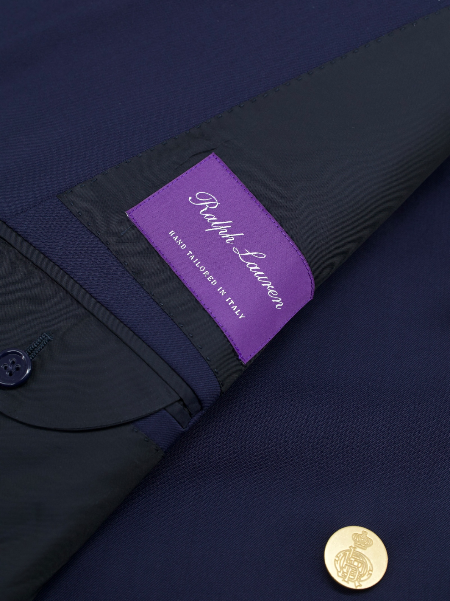 Ralph Lauren Purple Label Dark Blue Double-Breasted Serge-Wool Gregory Jacket